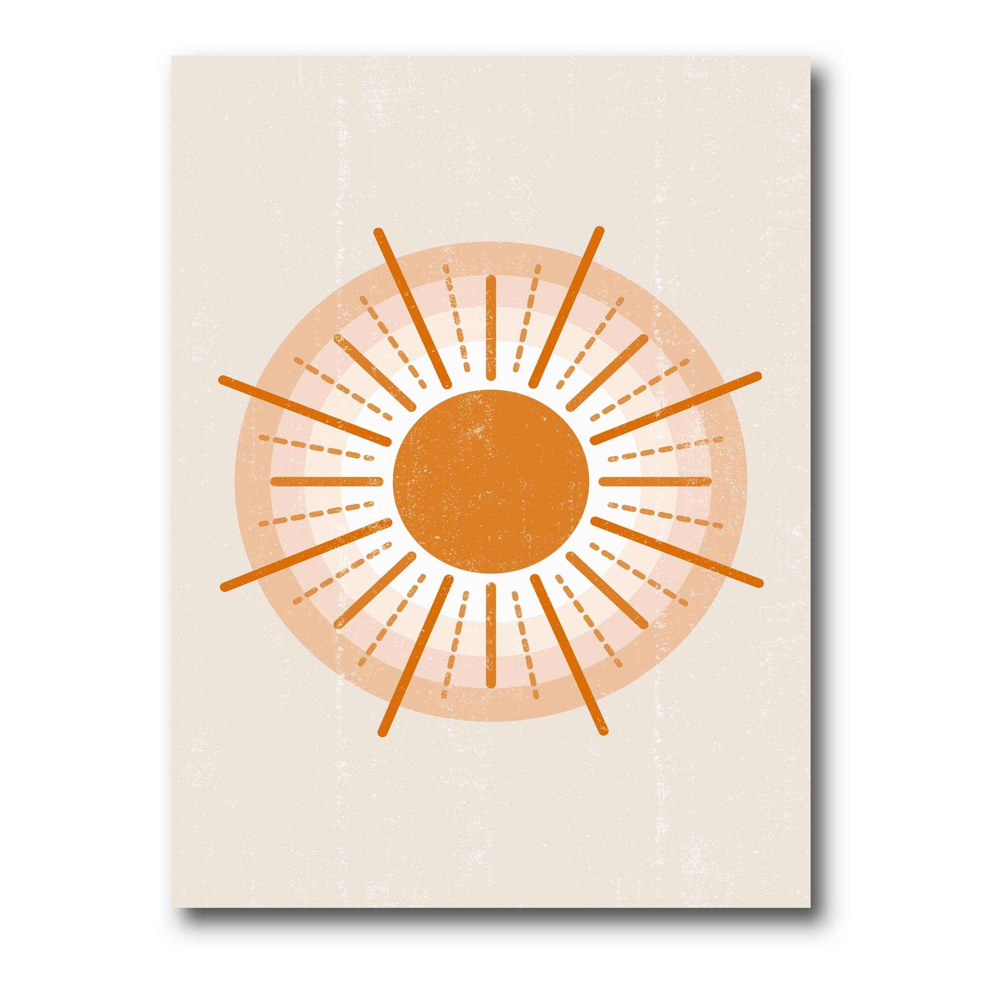 Designart - Minimal Orange Radiant Sun II - Modern Canvas Wall Art Print