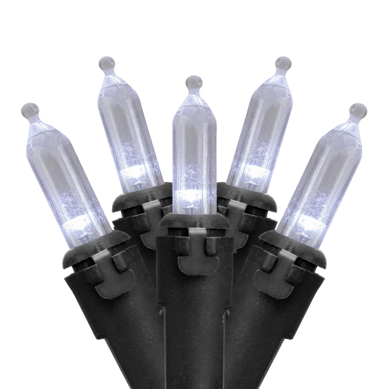 100ct. Pure White LED Mini Christmas String Lights with Black Wire