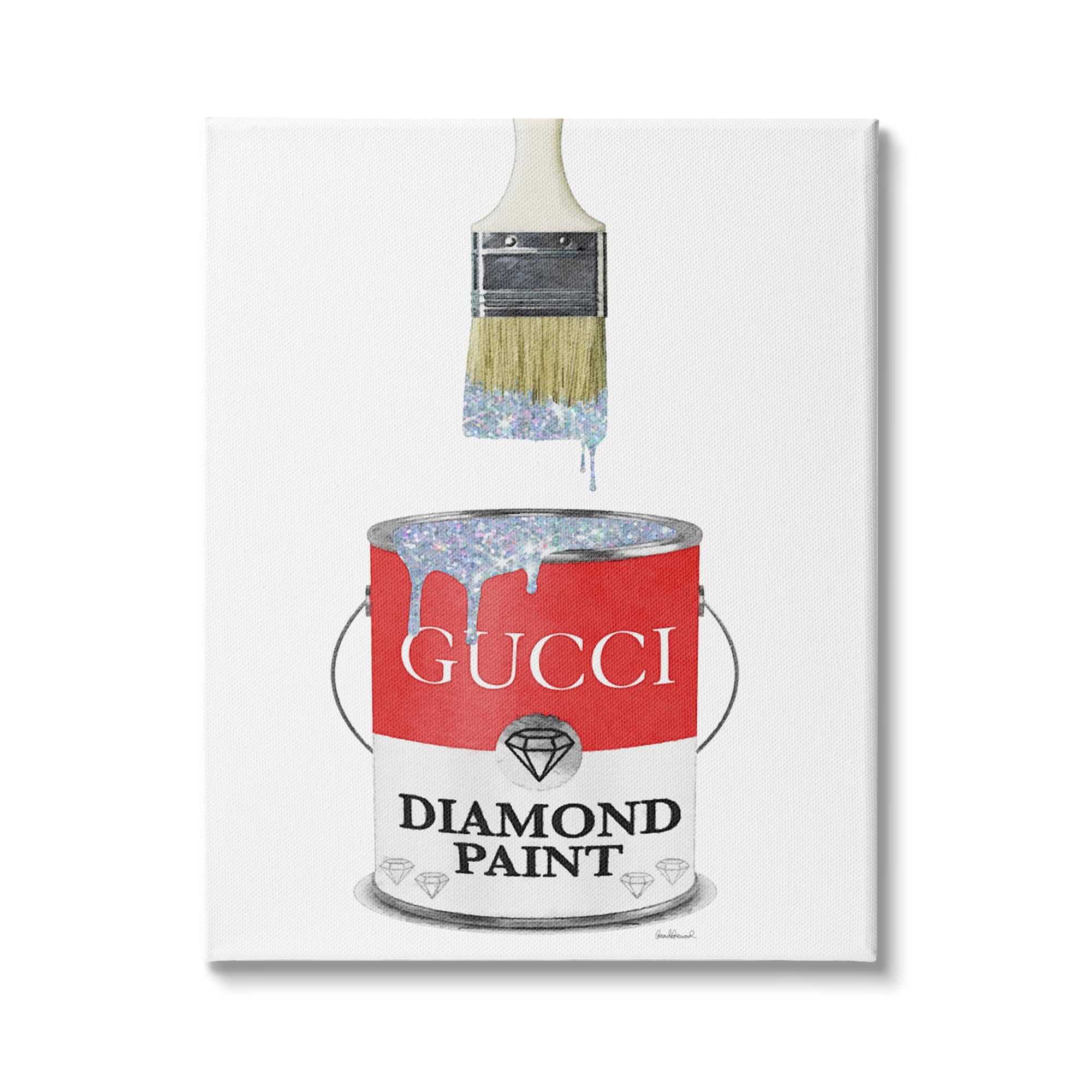 Stupell Industries Diamond Paint Fashion Pop Container Designer Glam Red Canvas Wall Art