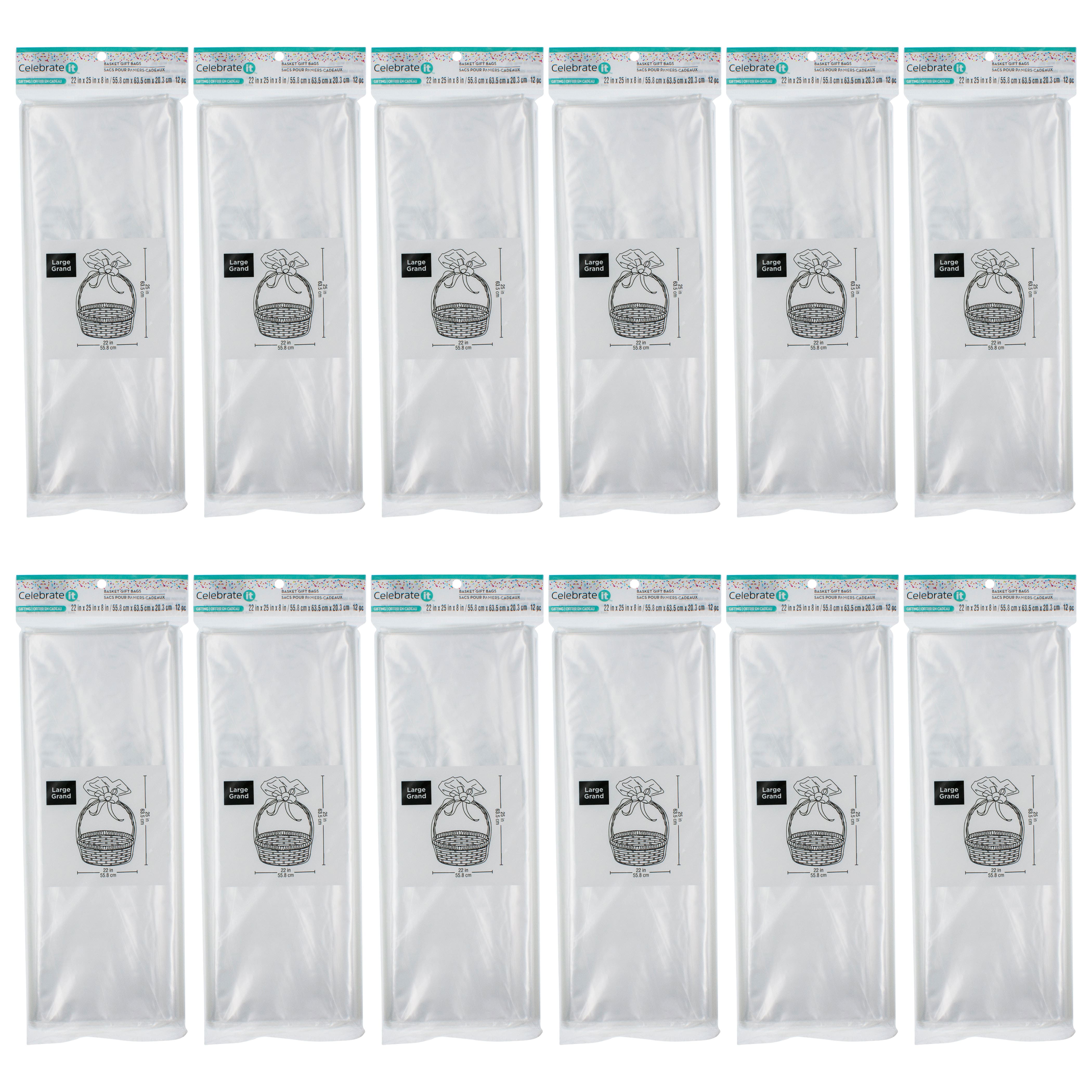 12 Packs: 12 ct. (144 total) Large Clear Basket Gift Bags by Celebrate It™