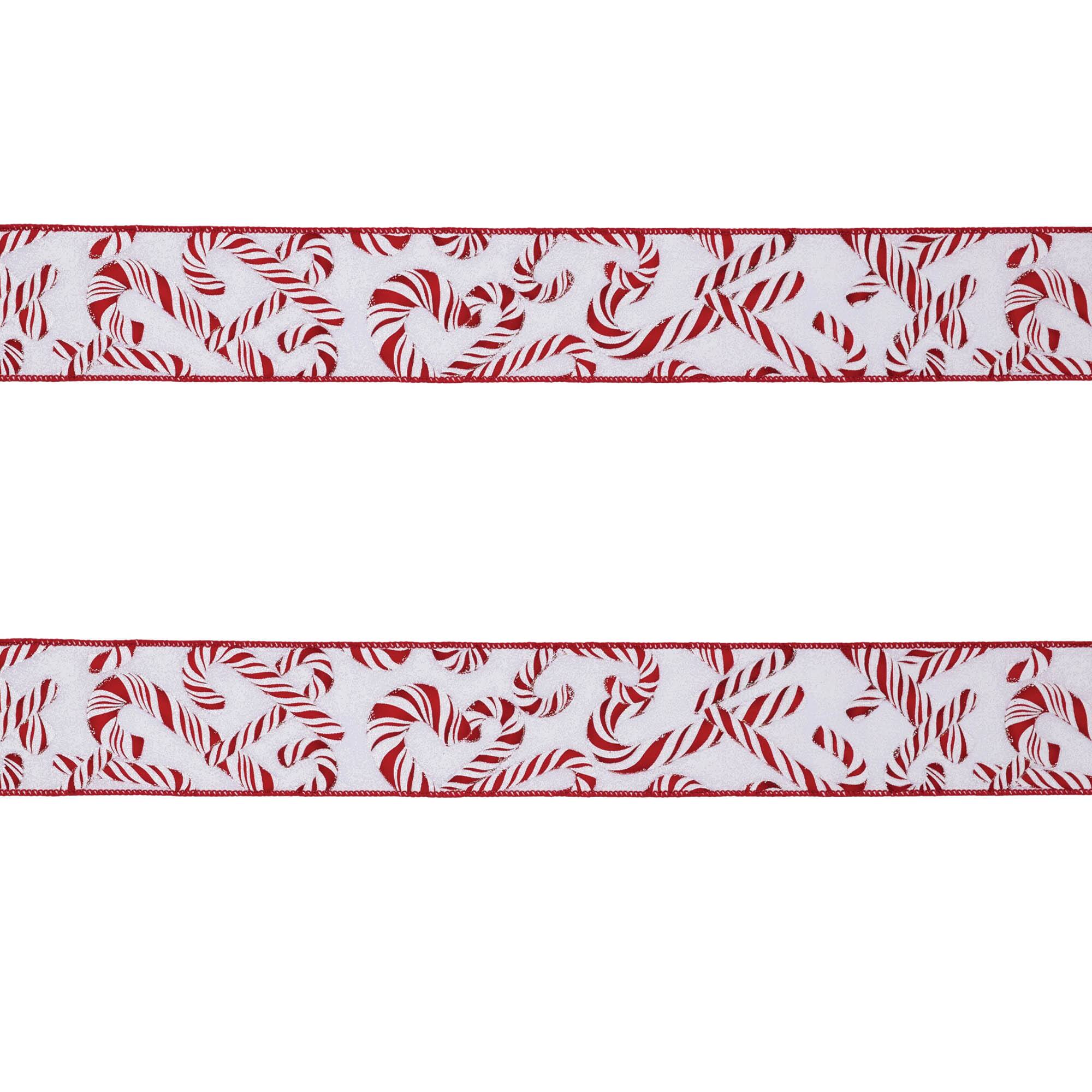 2.5" Candy Cane Print Wired Ribbon, 2ct.