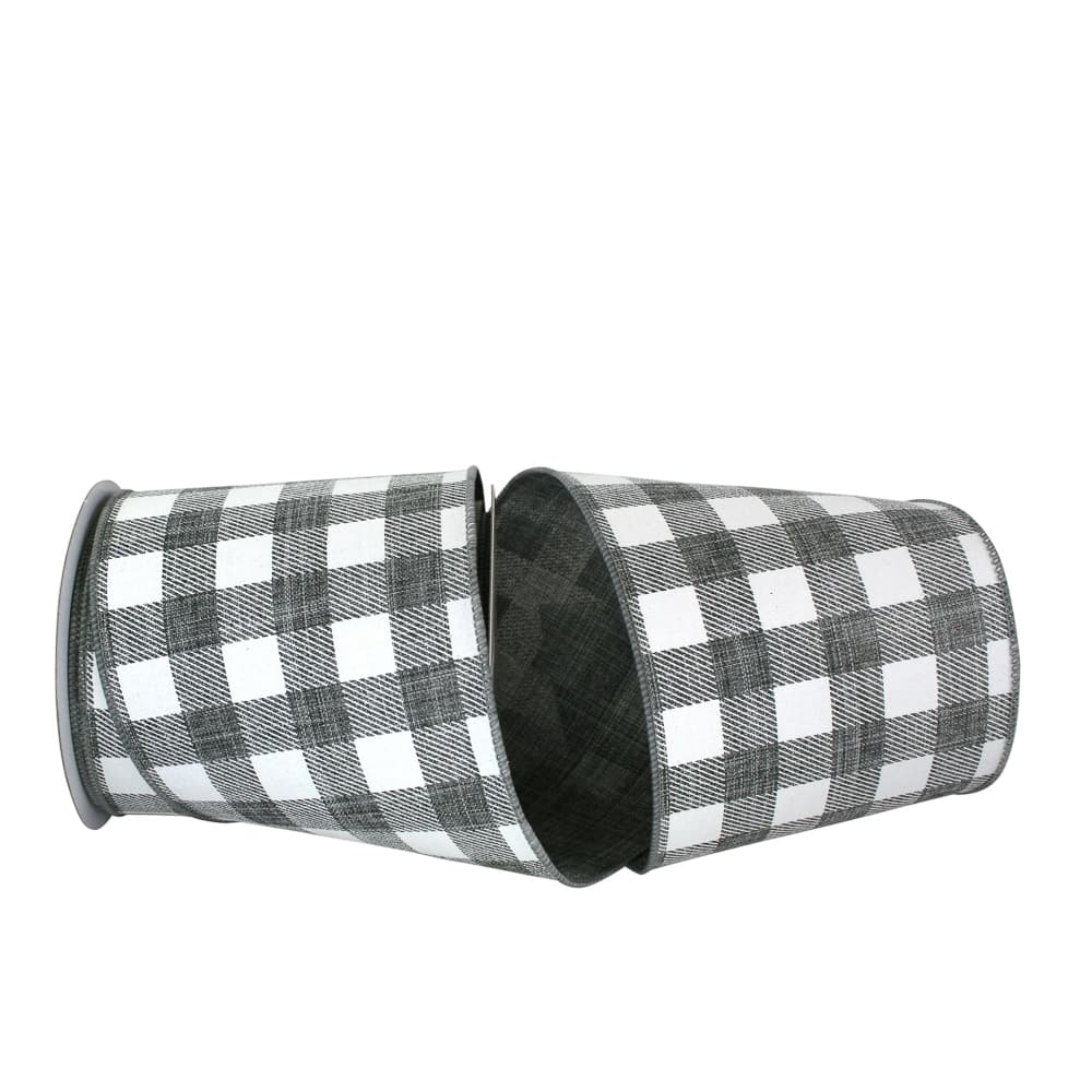 JAM Paper 4" x 10yd. Linen Wired Gingham Ribbon