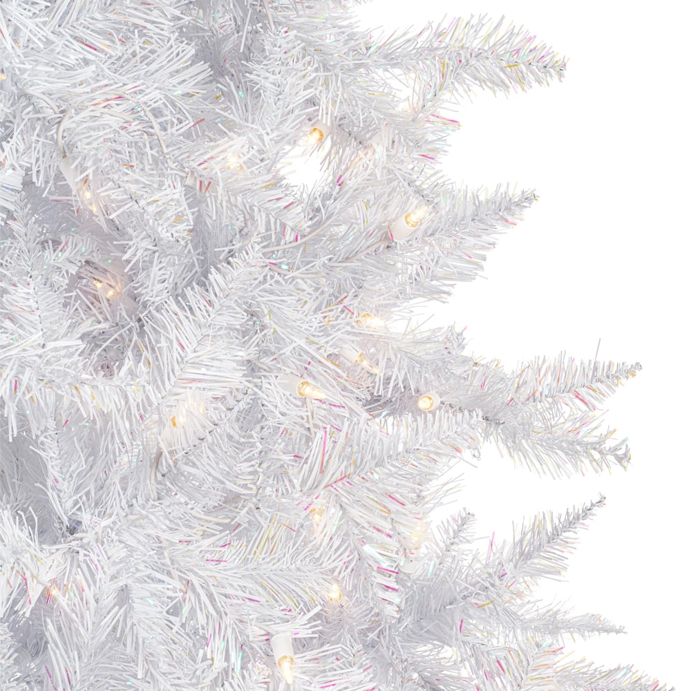 6.5ft. Pre-Lit Sparkle White Spruce Artificial Christmas Tree, Pure White LED Lights