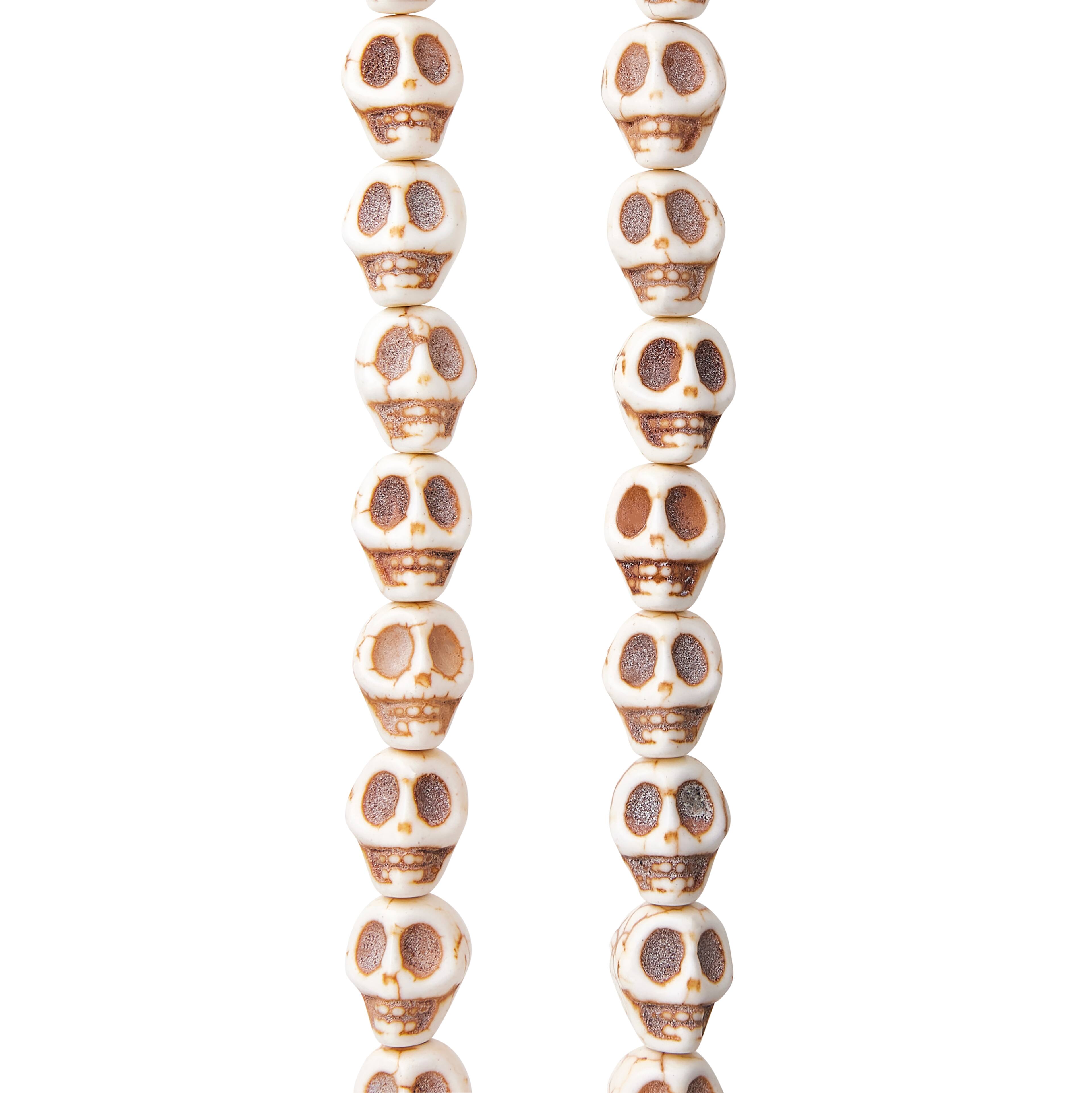 12 Pack: White Turquoise Skull Beads, 10mm by Bead Landing™