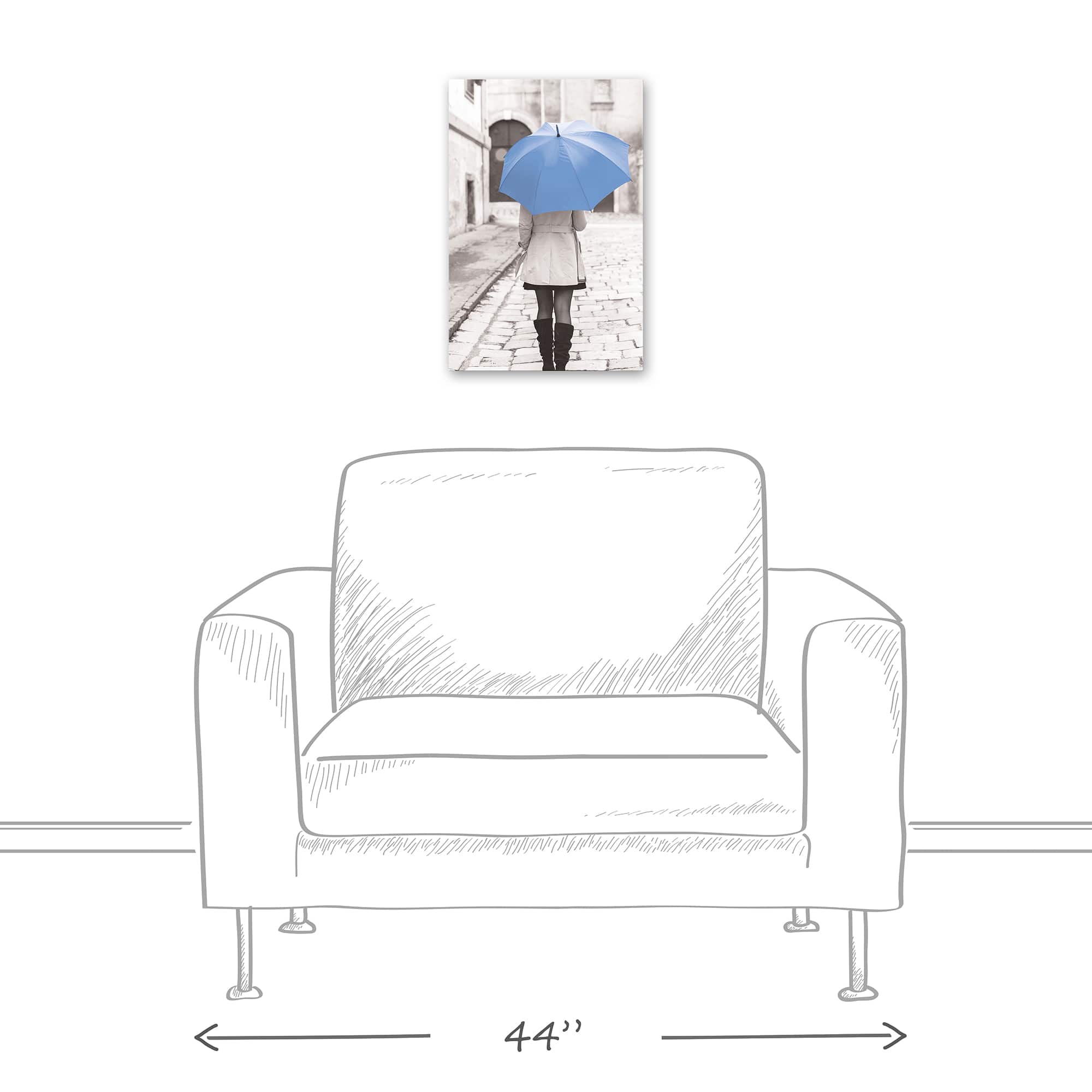 Blue Umbrella 12" x 18" Canvas Wall Art