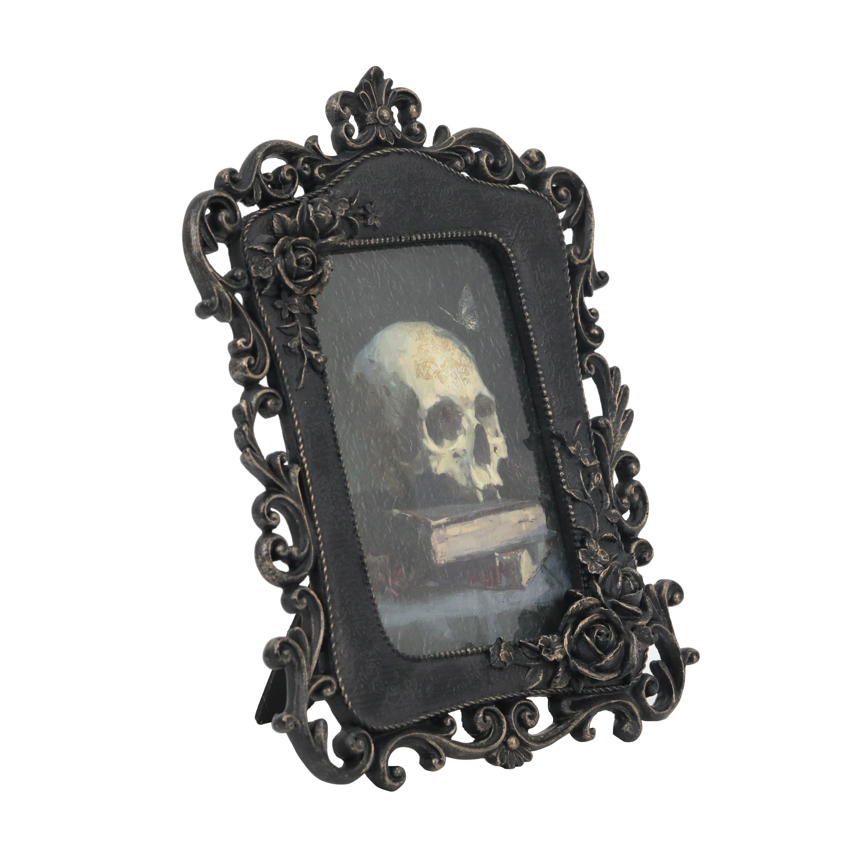 7.5" x 9.5" Black Framed Skull & Books Tabletop Décor by Ashland®
