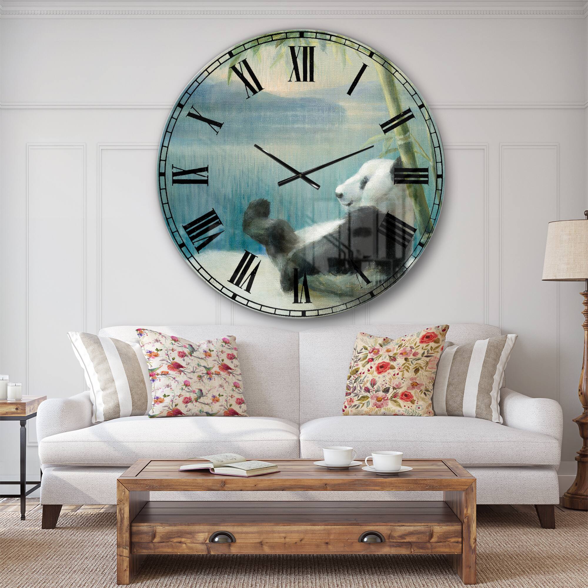 Designart Panda After A Long Day Wall Clock