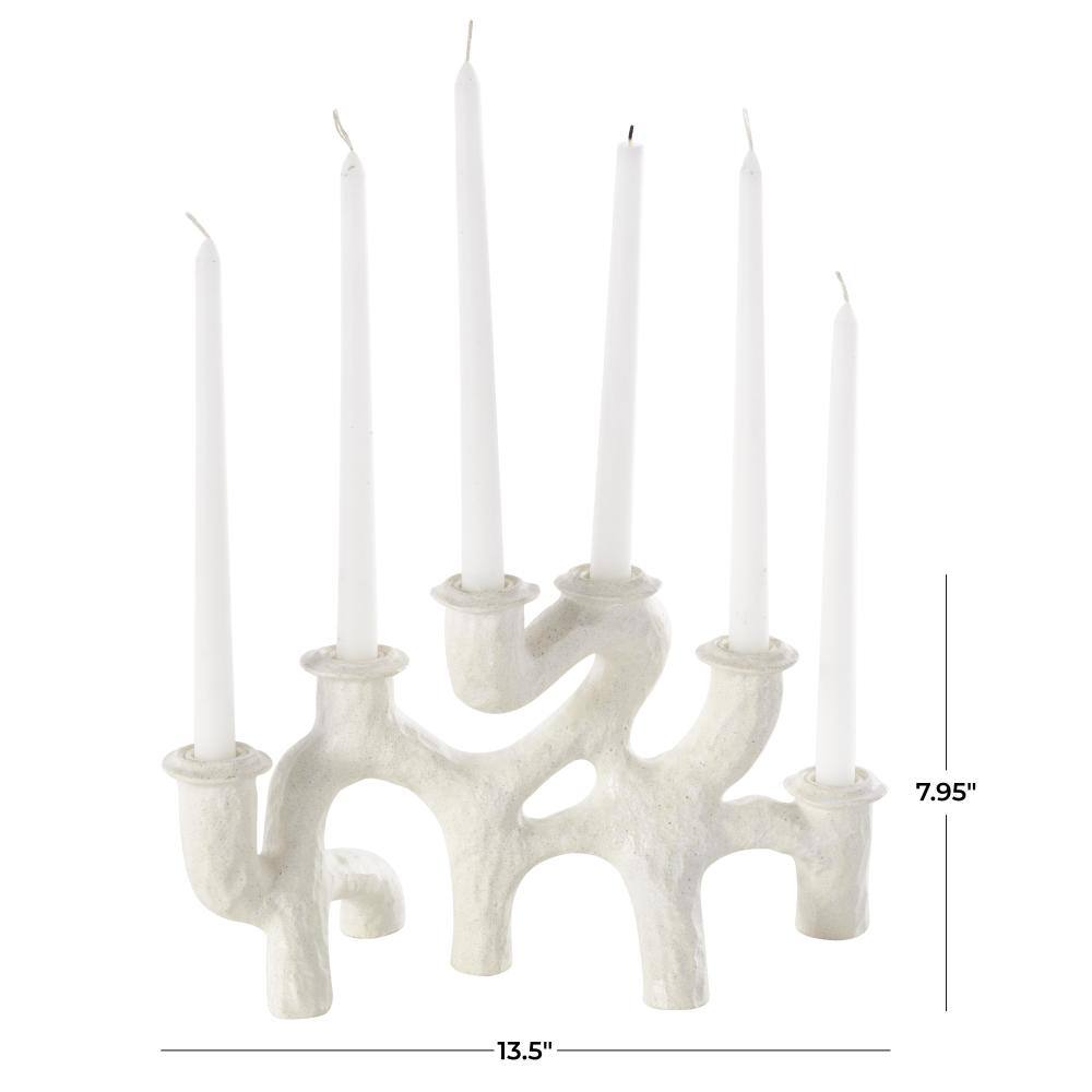 Cream Resin Abstract Textured Curvy Decorative Candelabra