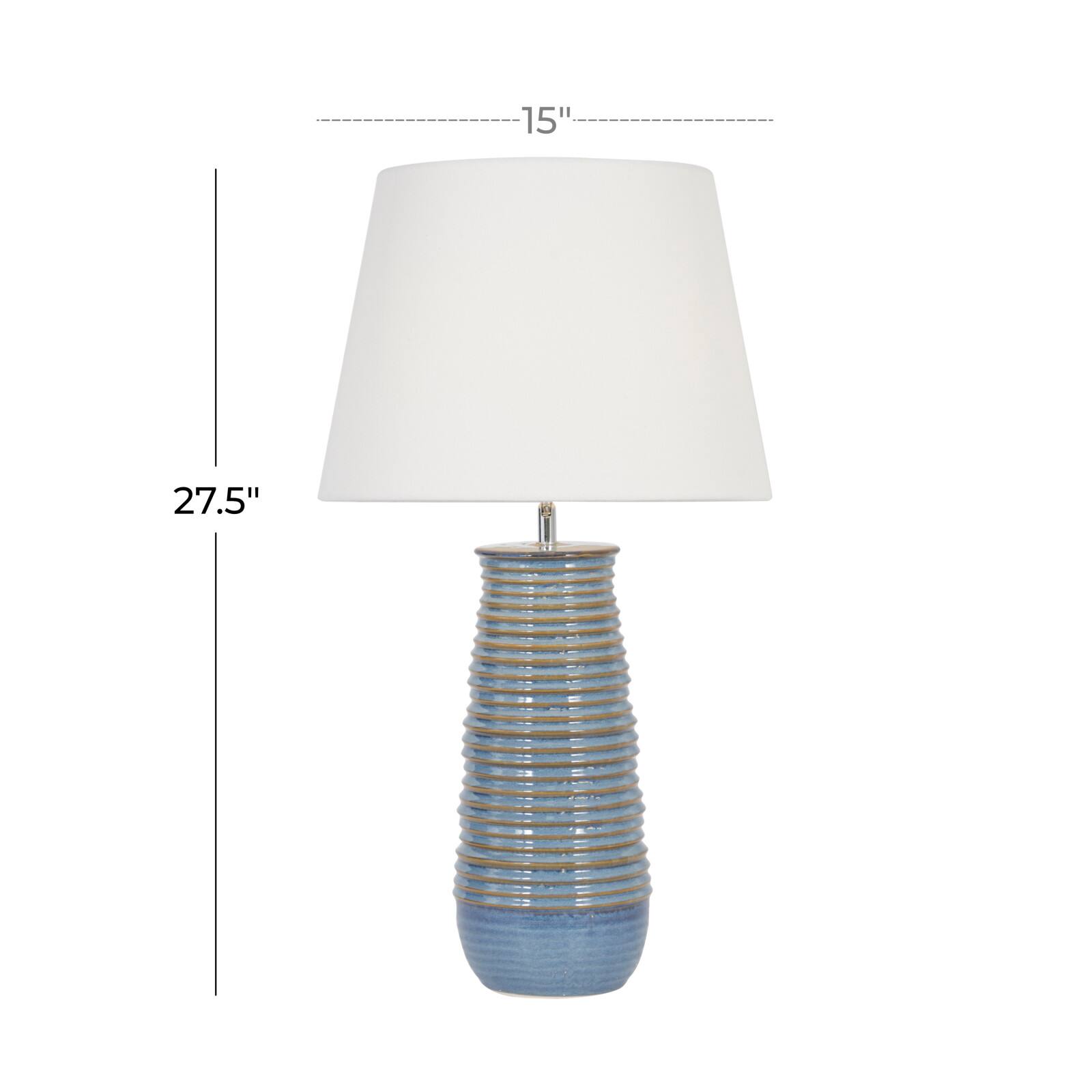 Blue Ceramic Rustic Table Lamp, 28" x 15" x 15"