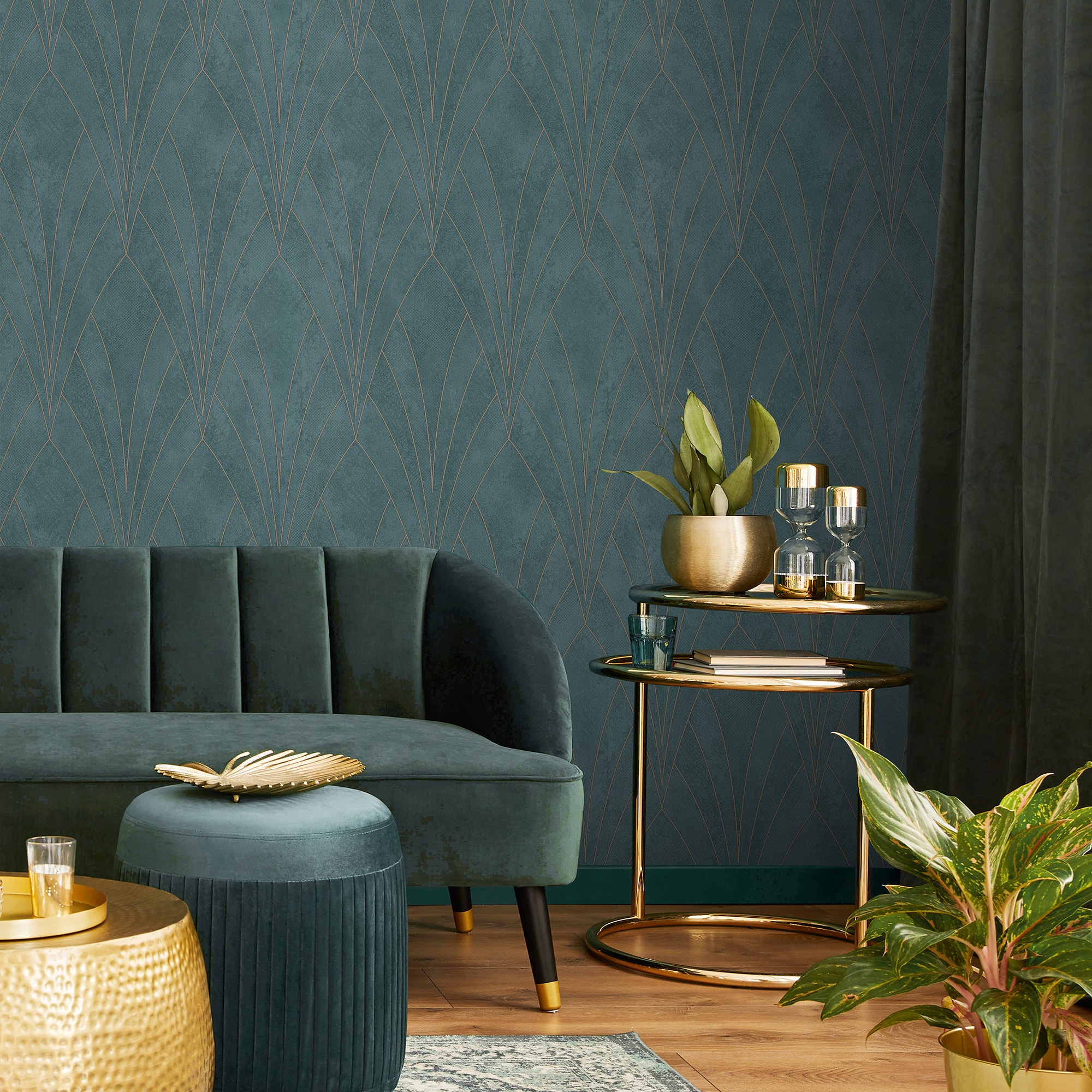 Designs Direct Art Deco Fan Texture Ground Wallpaper