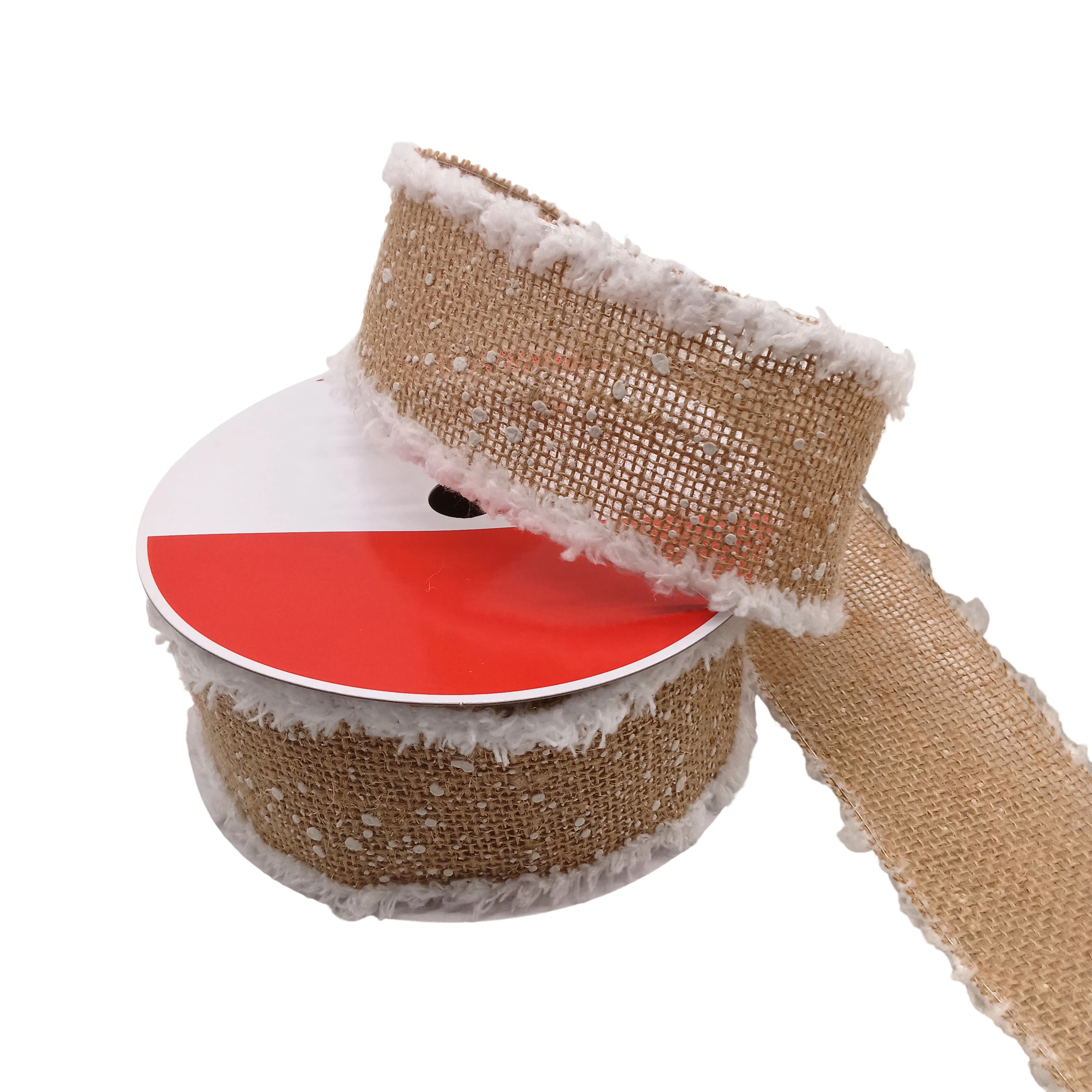 2.5" x 10yd. Fur Edged Burlap Wired Jumbo Ribbon by Celebrate It®