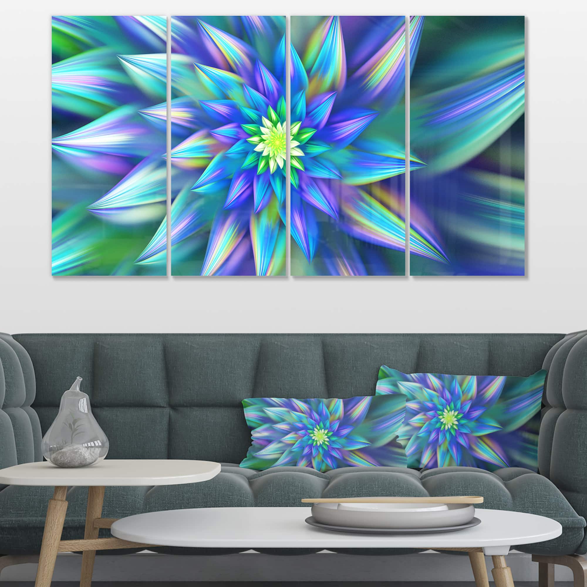 Designart - Huge Light Blue Fractal Flower