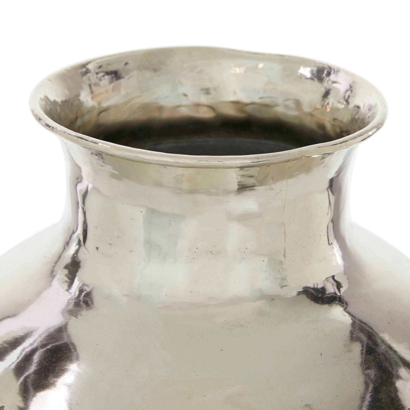 16" Silver Aluminum Contemporary Round Vase