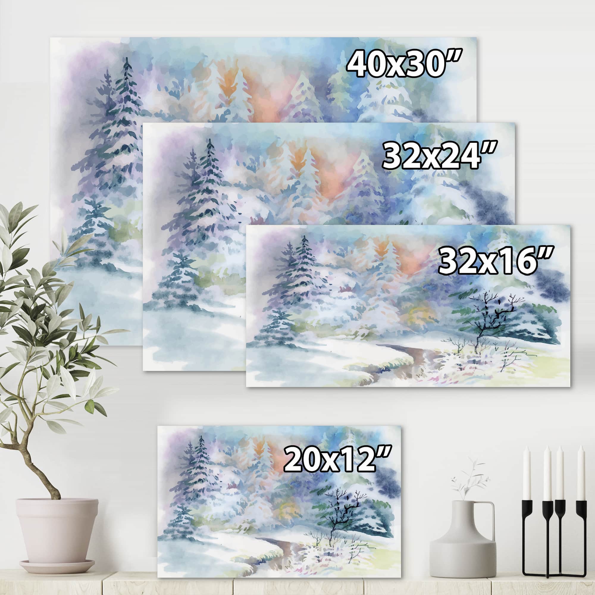 Designart - Winter Landscape With Snowy River I
