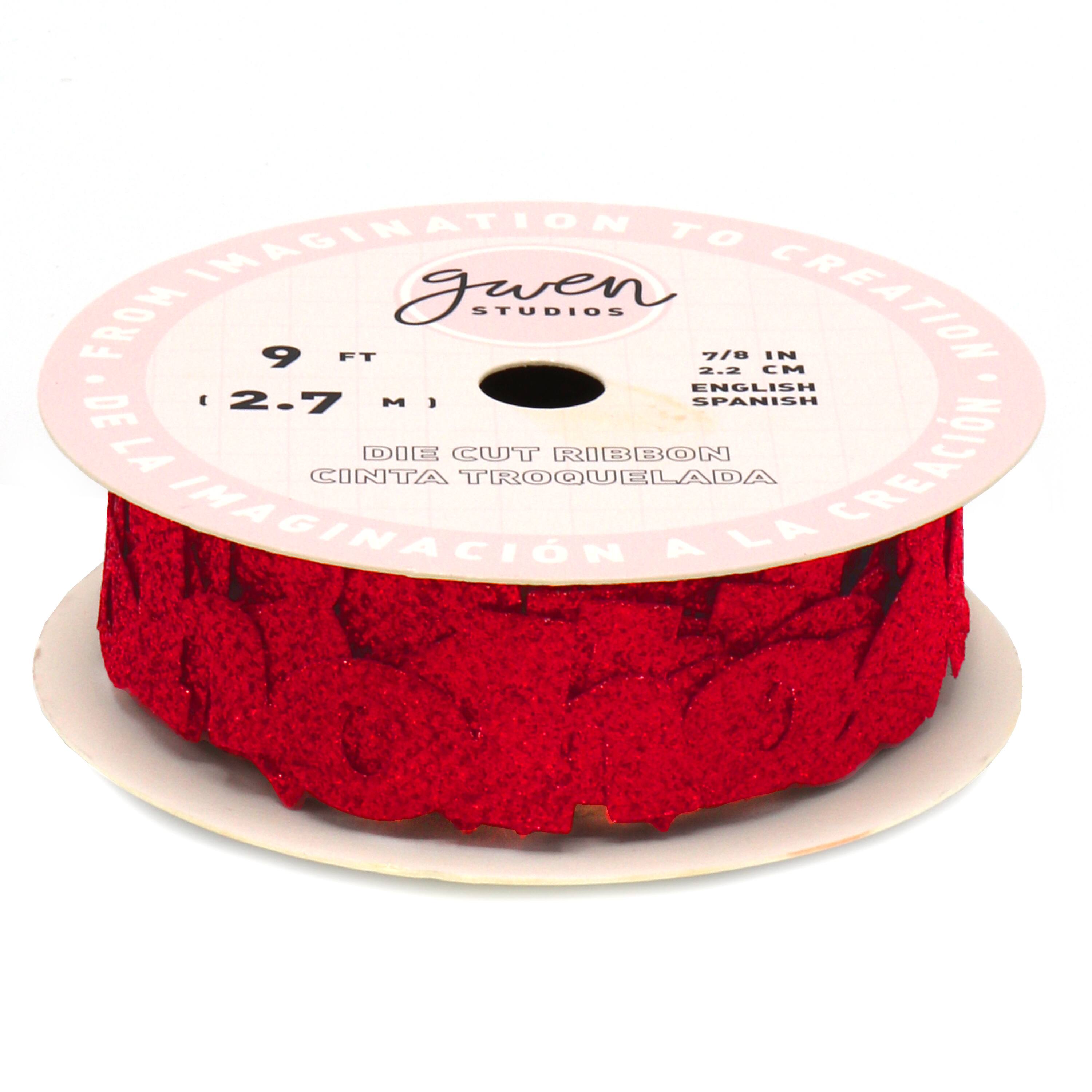 Gwen Studios 7/8" x 3yd. Die Cut "Ho Ho Ho" Words Christmas Ribbon
