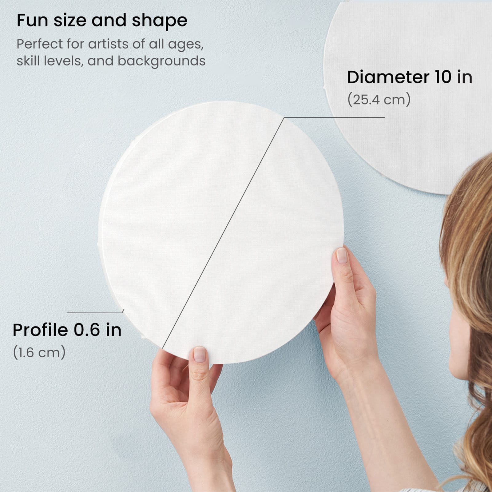 Arteza® 10" Round White Classic Stretched Canvases