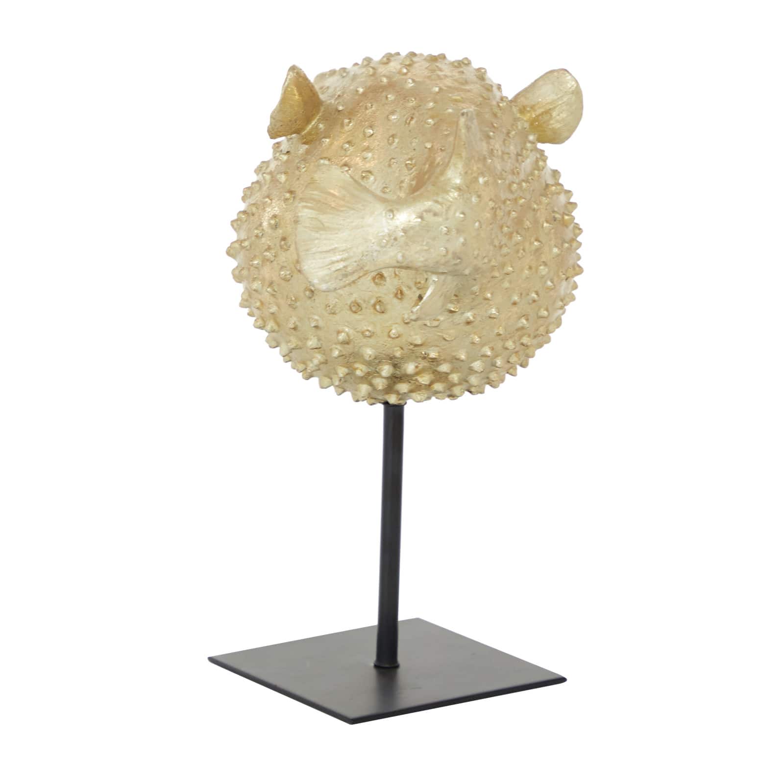 Gold Polyresin Coastal Fish Sculpture, 9" x 7" x 5"
