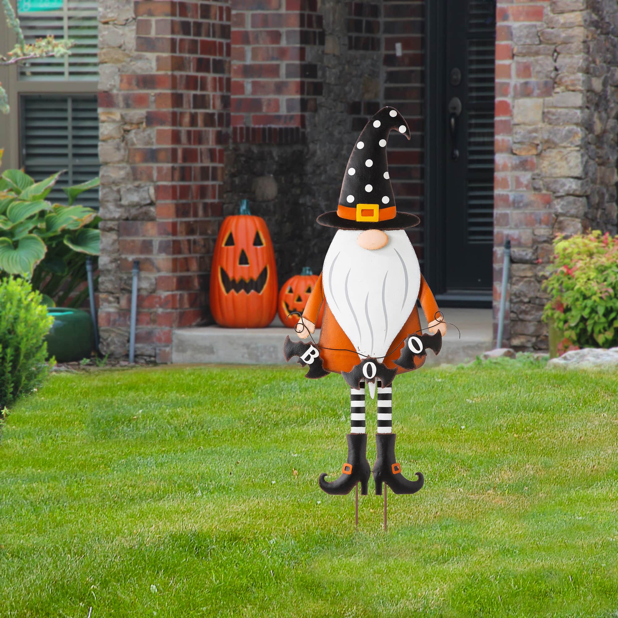 Glitzhome® 36" Metal Halloween Gnome Yard Stake