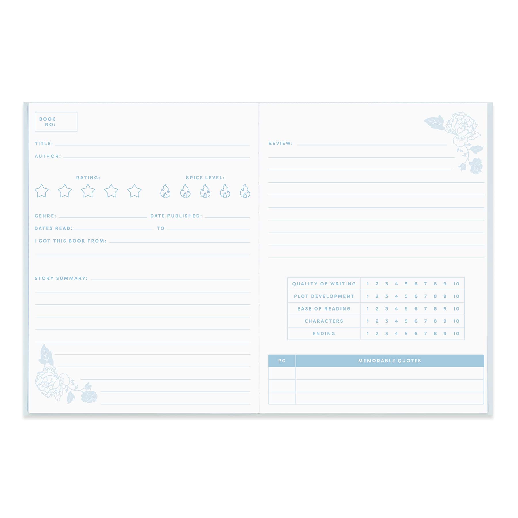 6" x 8" Blue Floral Guided Reading Journal by Recollections™