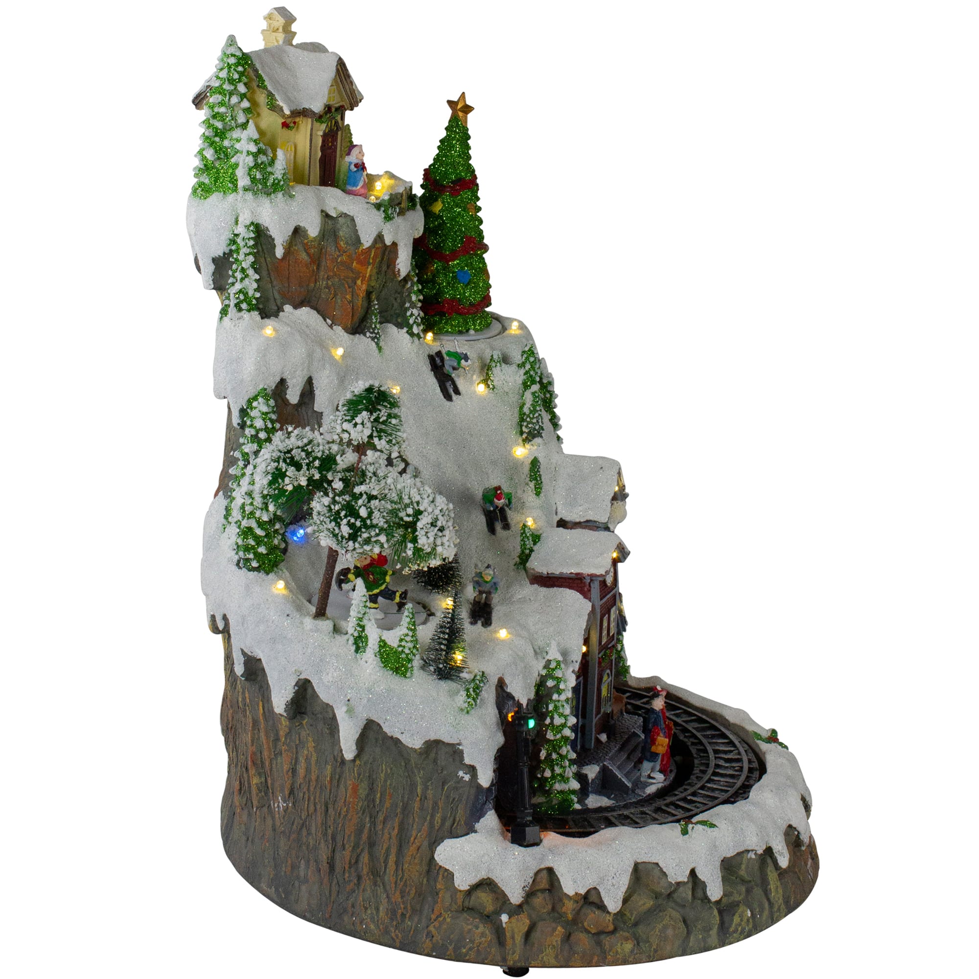 17" White LED Lighted & Animated Christmas Village with Moving Train