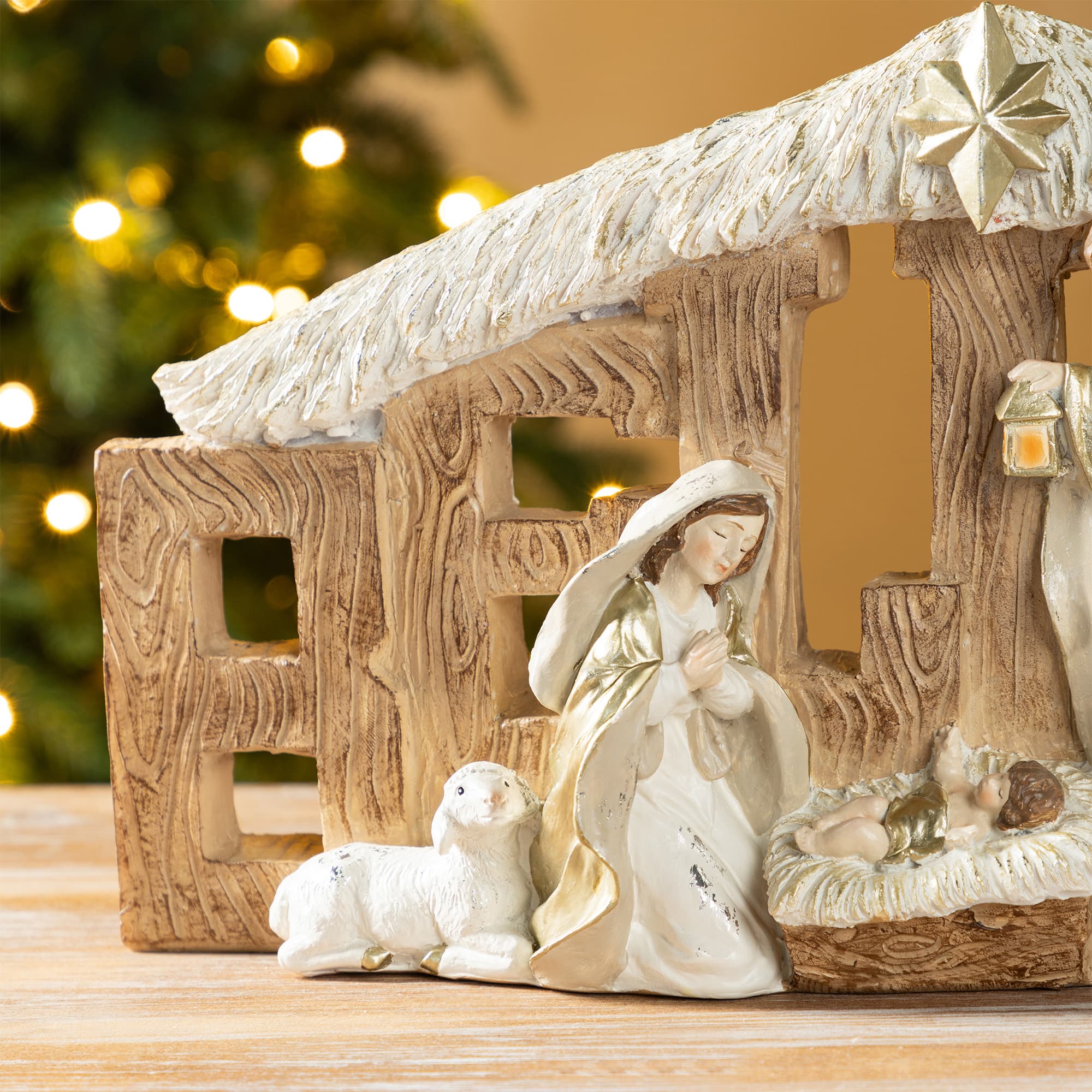 Glitzhome® 11.75" Resin "BELIEVE" Holy Family Figurine