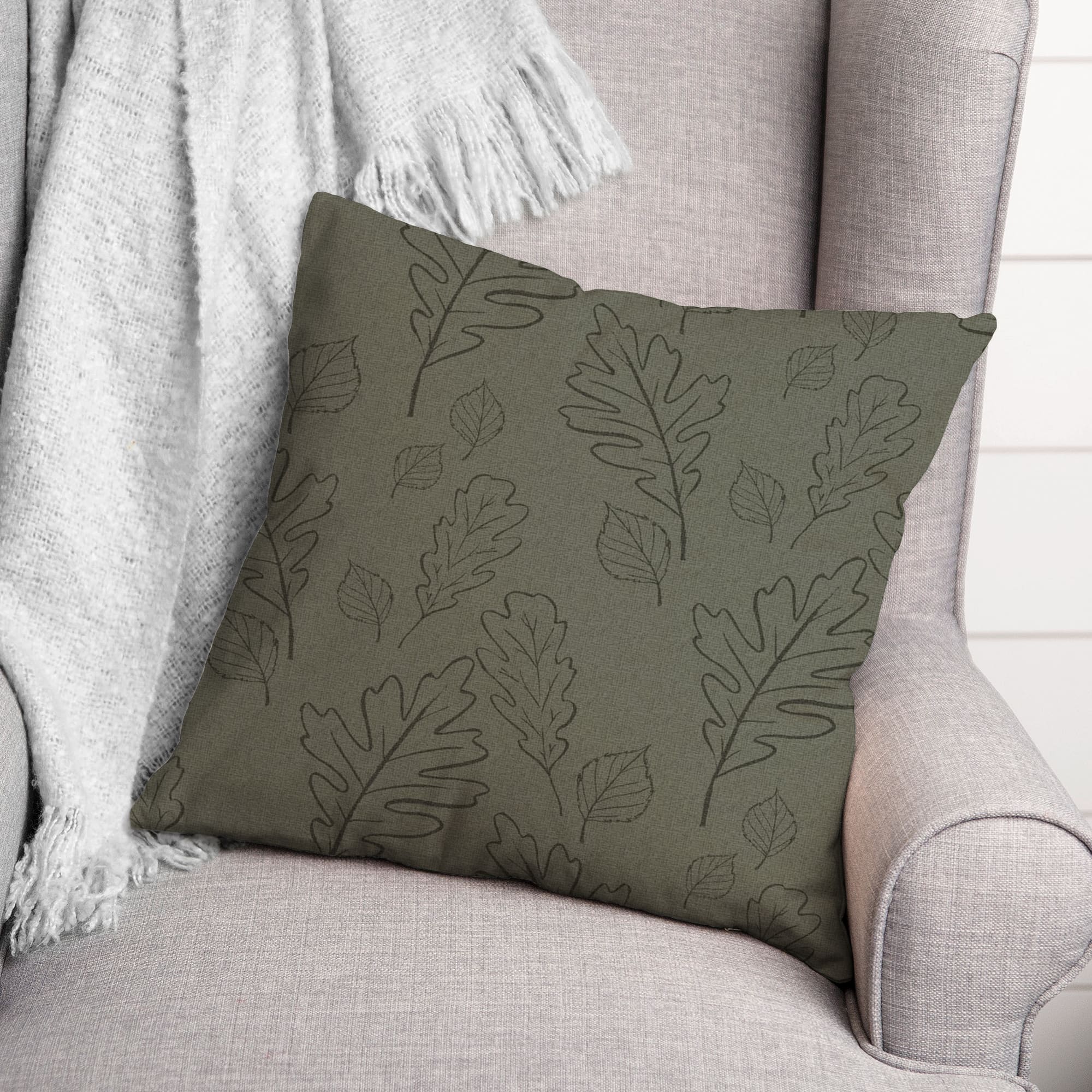 Large Leaf Pattern Throw Pillow