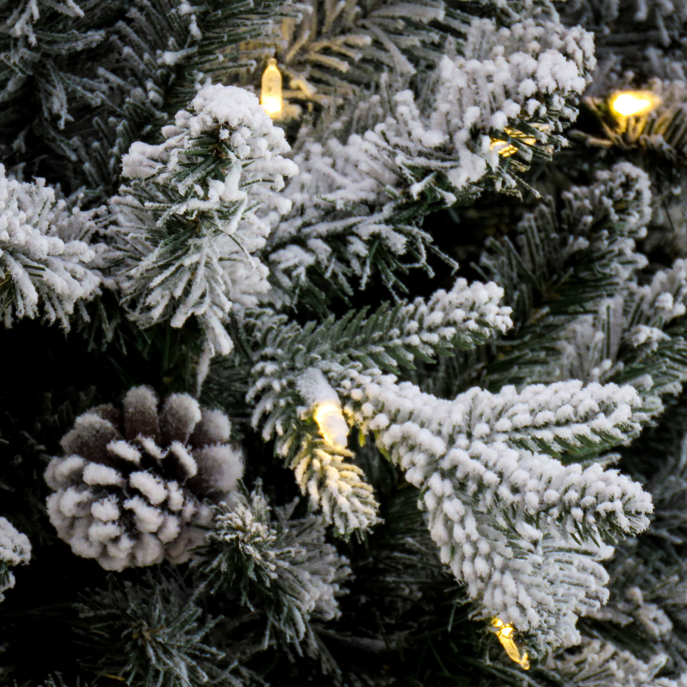 7ft. Pre-Lit Snowy Calton Pine Artificial Christmas Tree, Warm White LED Lights