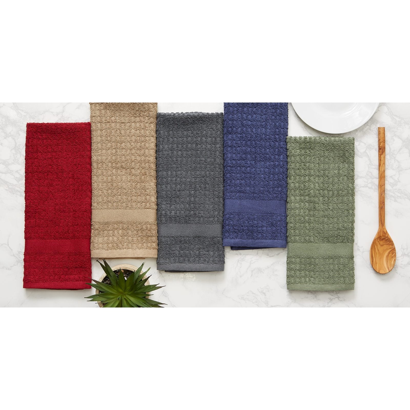 DII® Solid Barn Red Waffle Terry Dishtowels, 4ct.