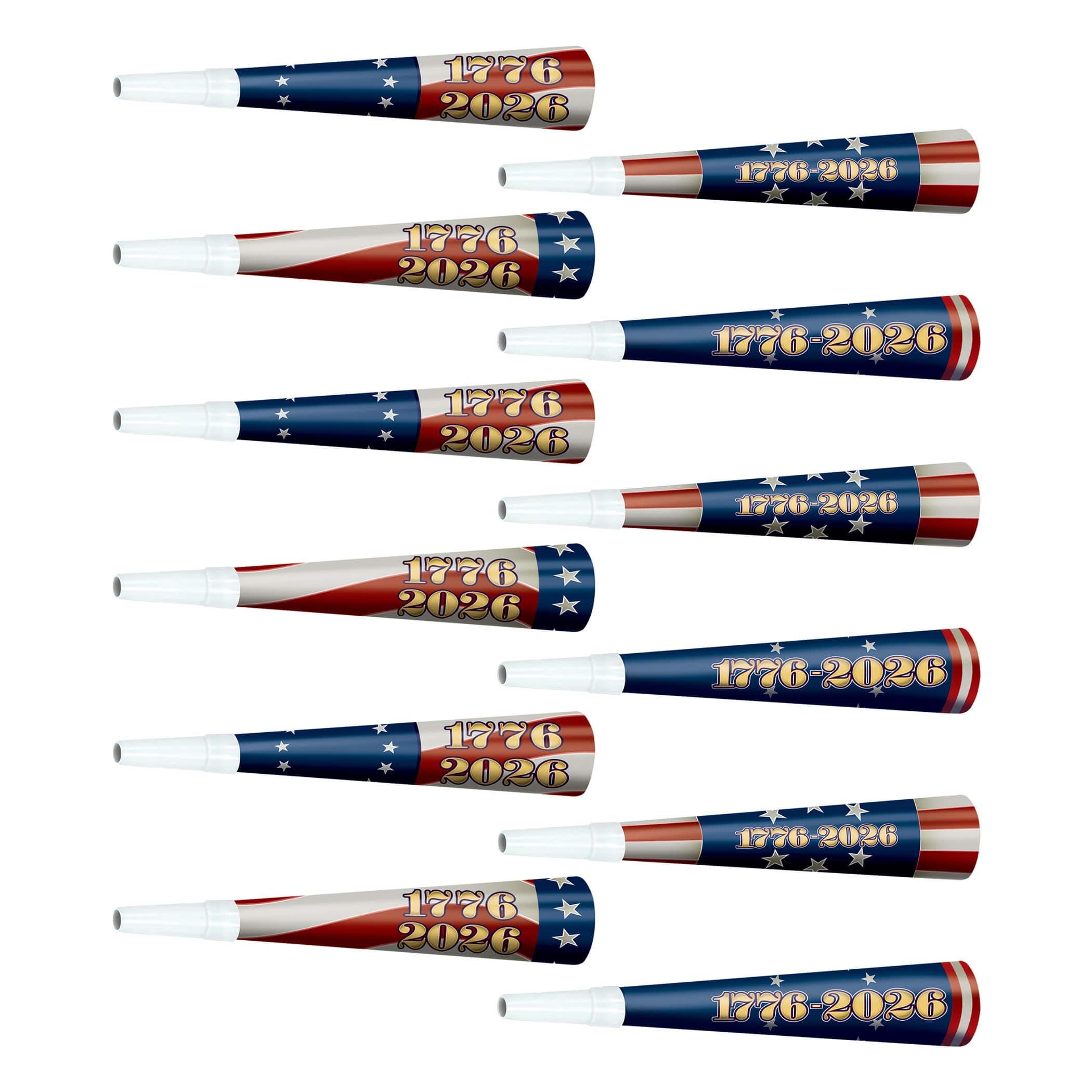 Beistle 9" Semiquincentennial Horns, 3 Packs of 4