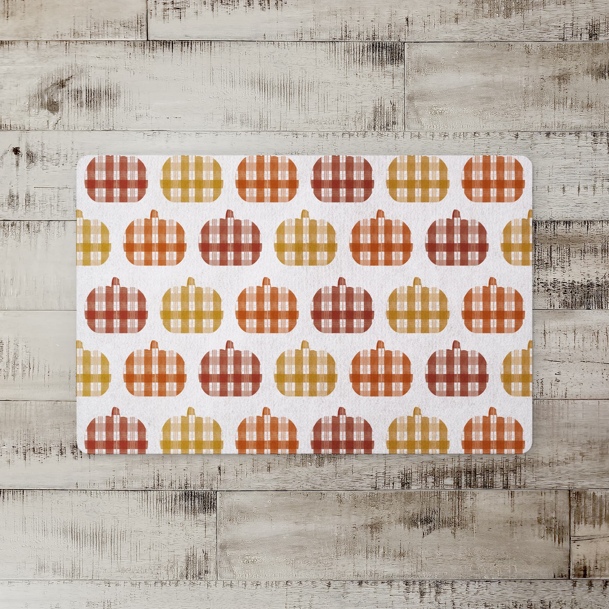 Plaid Pumpkins Floor Mat