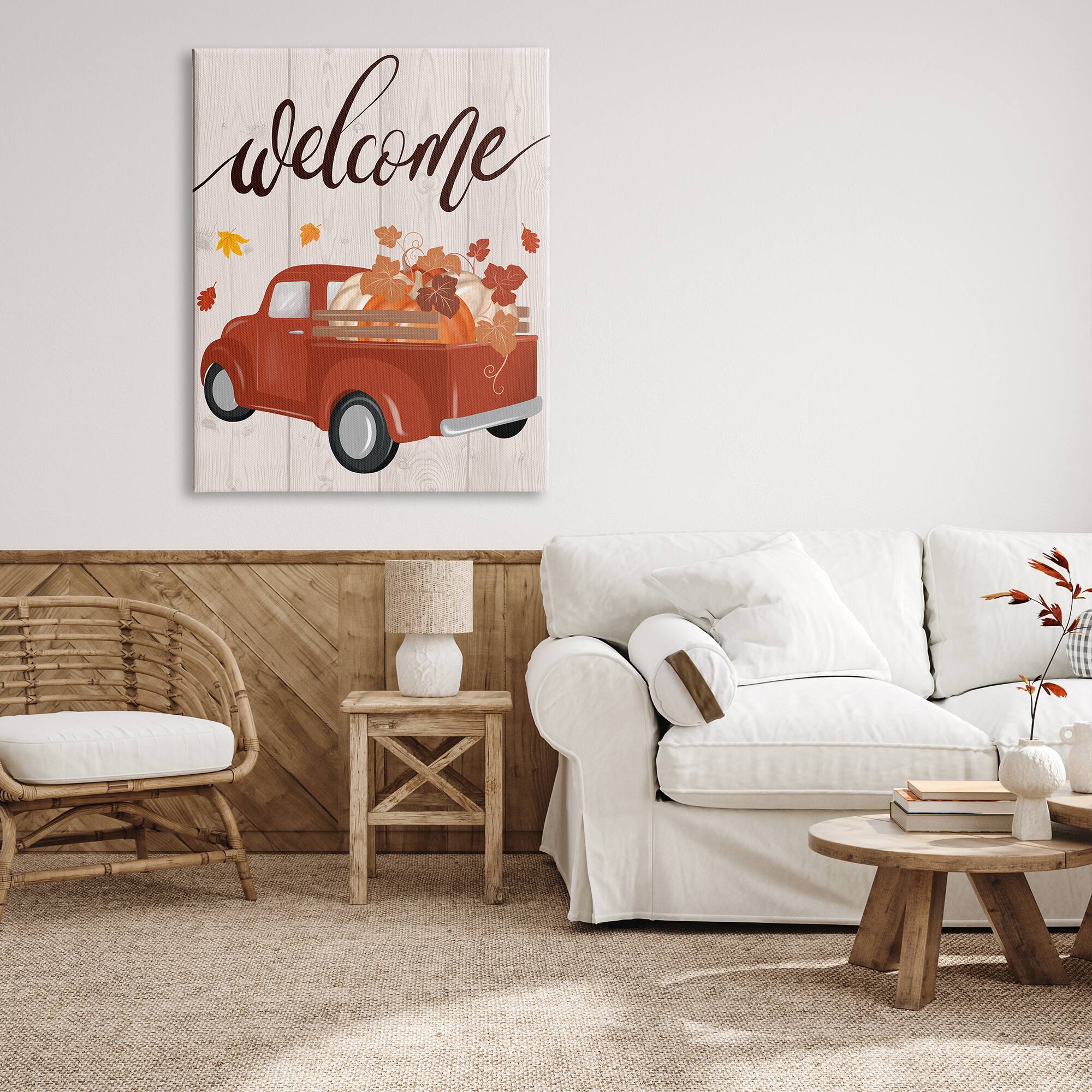 Stupell Industries Welcome Country Pumpkin Truck Canvas Wall Art