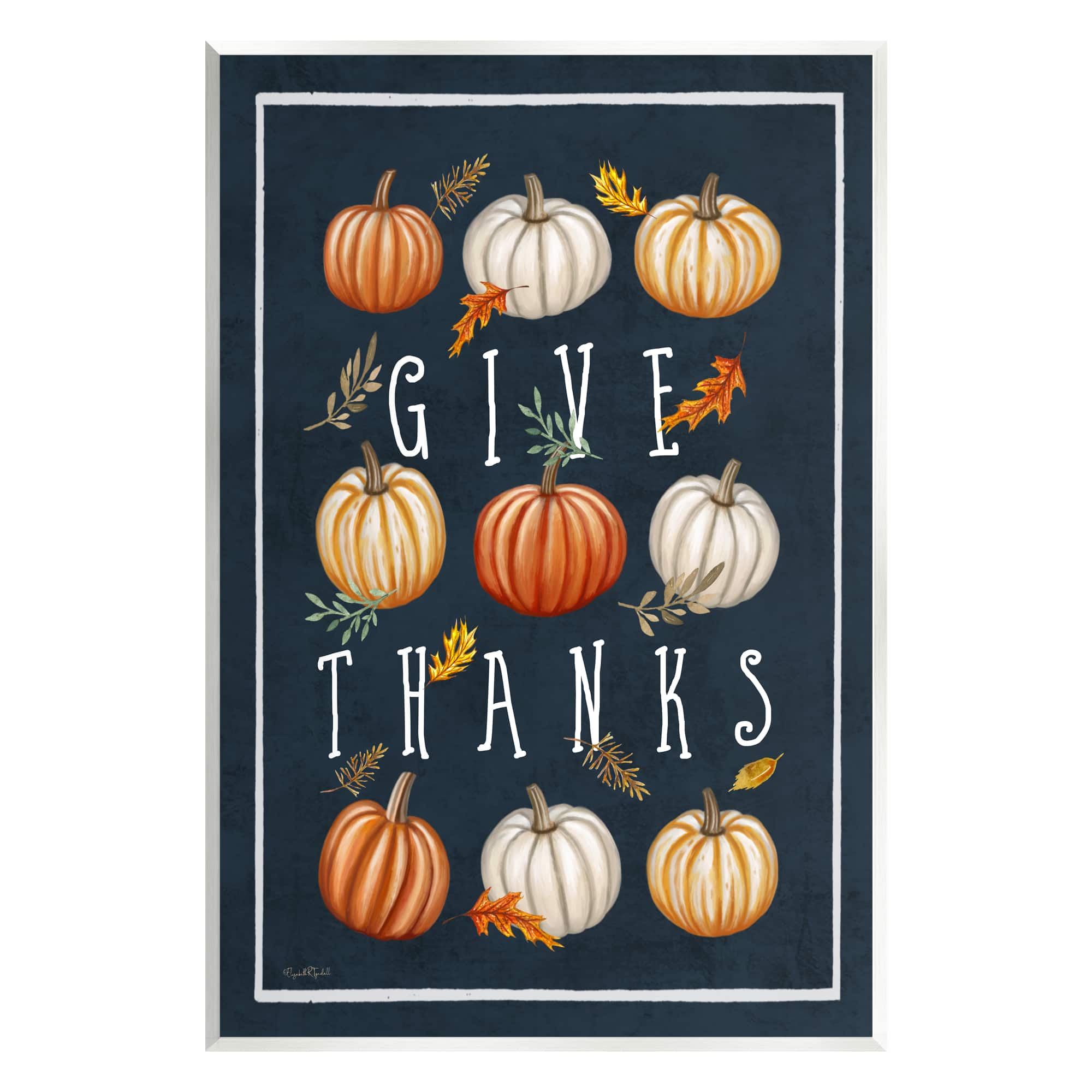 Stupell Industries Give Thanks Autumn Pumpkins Wall Plaque Art