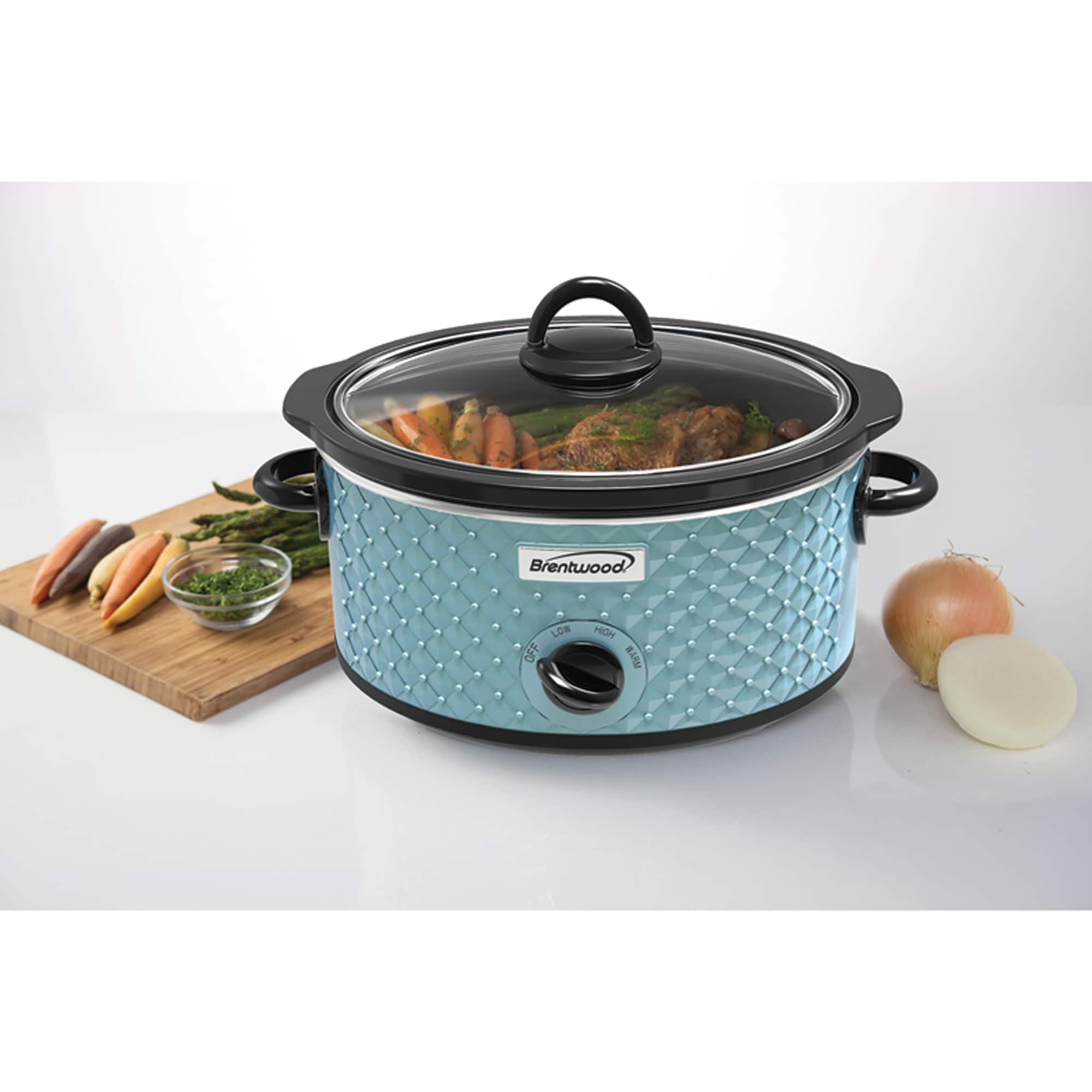 Brentwood Blue 3.5qt. Diamond-Pattern Slow Cooker