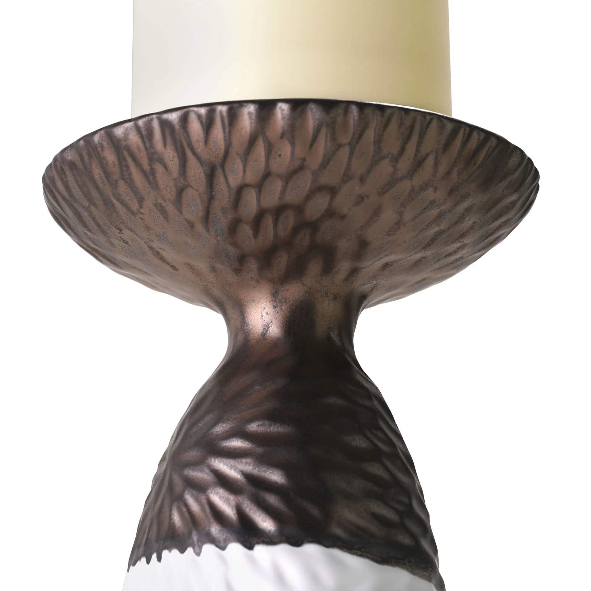 American Art Decor Twin Crucibles 2-Piece Table Top Candle Holder Set in White - 15.25" x 4.5", 15.25" x 4.5"