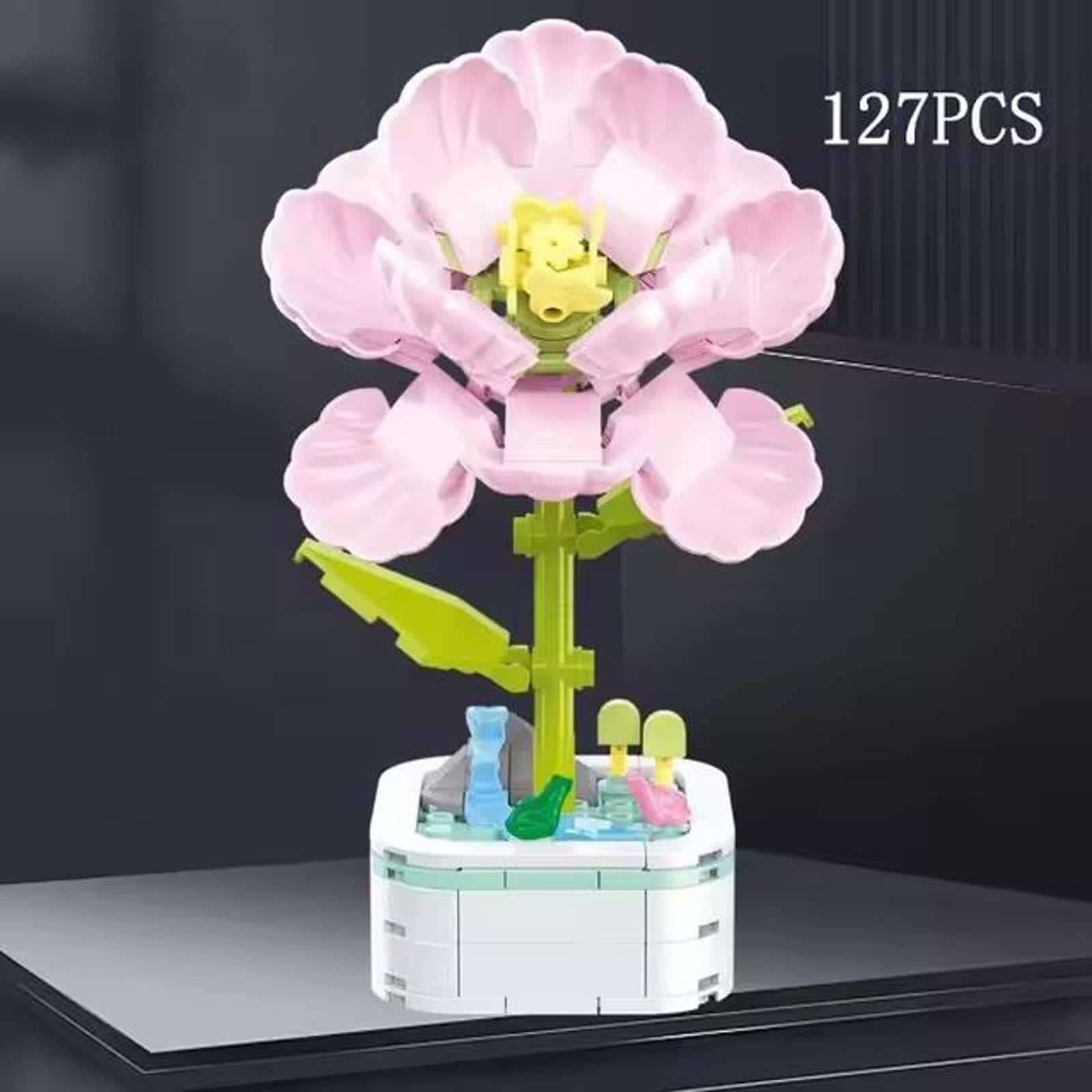 Hibiscus Malvaceae Potted Flower Building Bricks Set