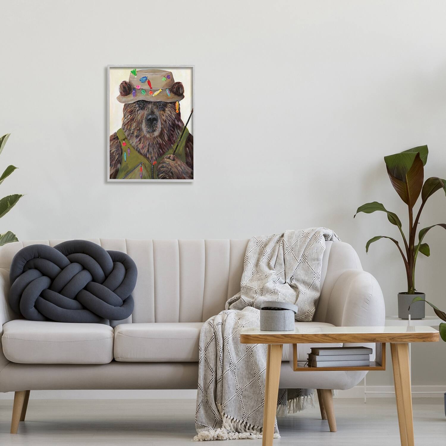 Stupell Industries Fisherman Outfit Brown Grizzly Bear Fishing Pole Framed Giclee Art