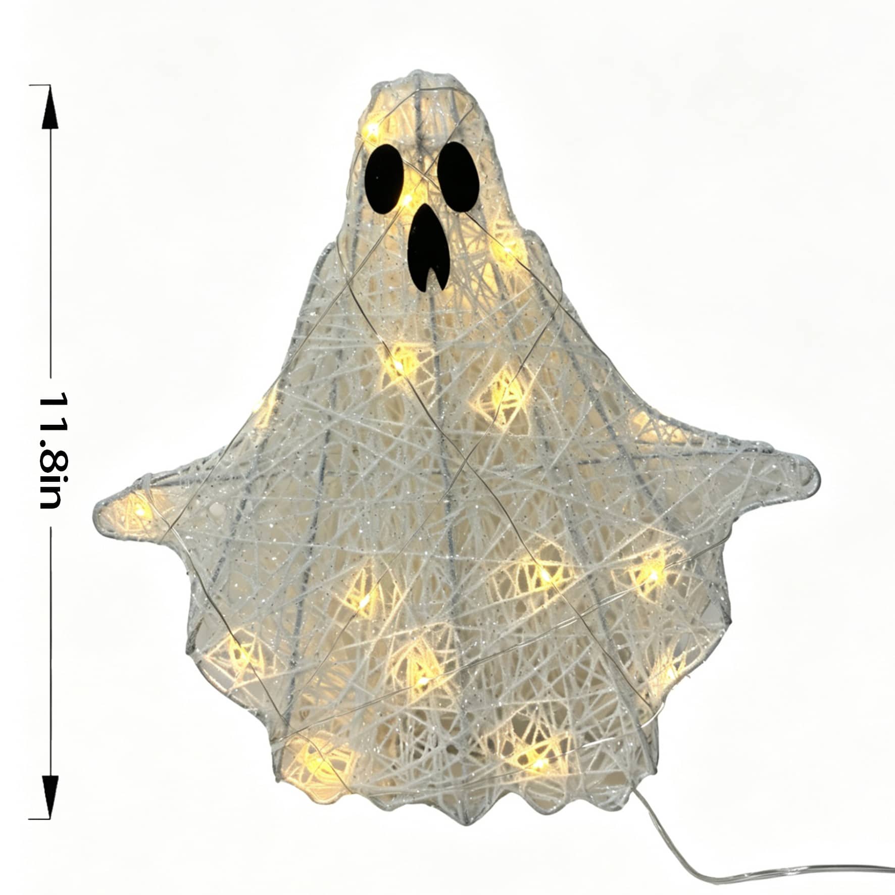 11.75" Lighted White Wire Ghost Tree Topper with Warm White LED Lights by Ashland®
