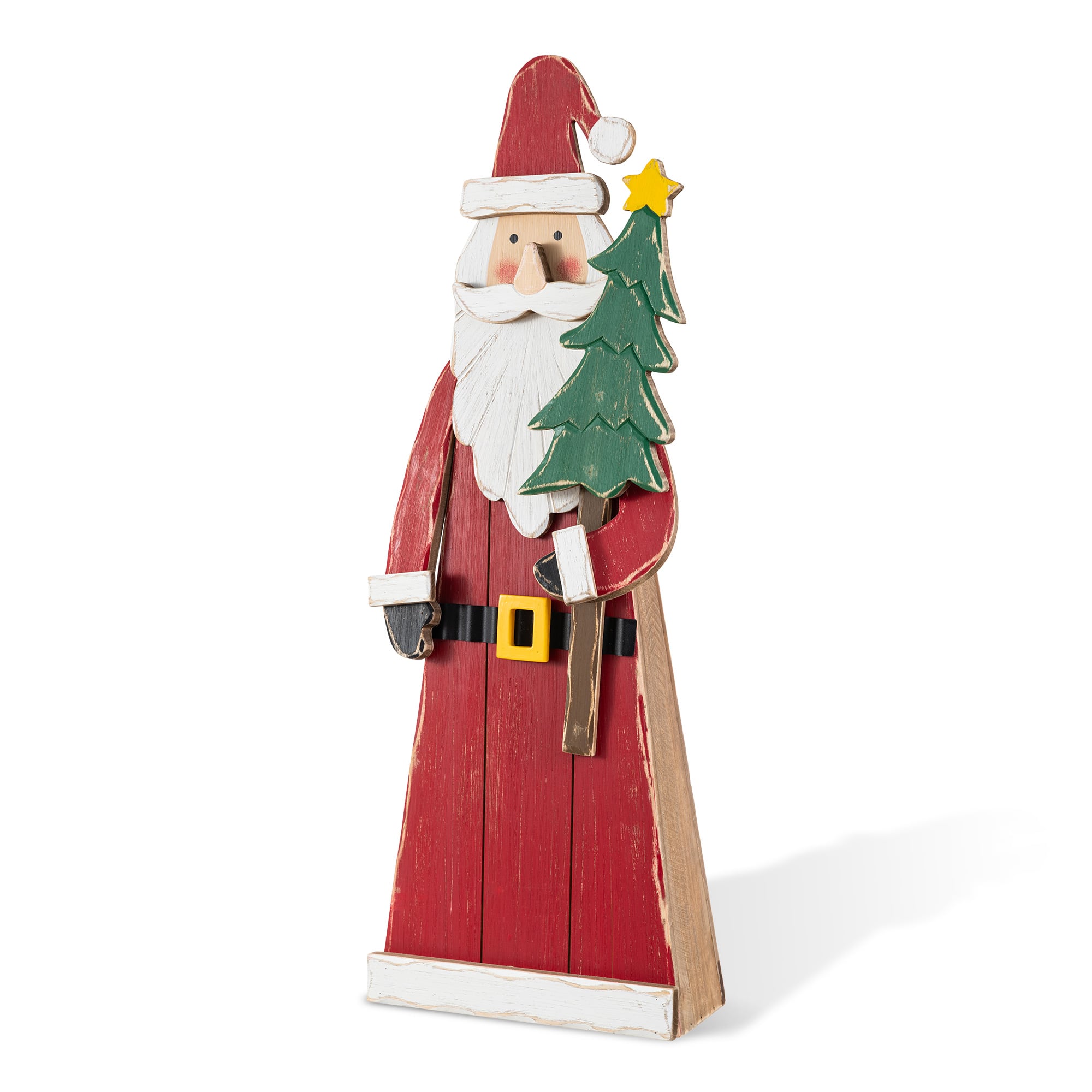 Glitzhome® 30" Christmas Chunky Wood Santa Porch Decor