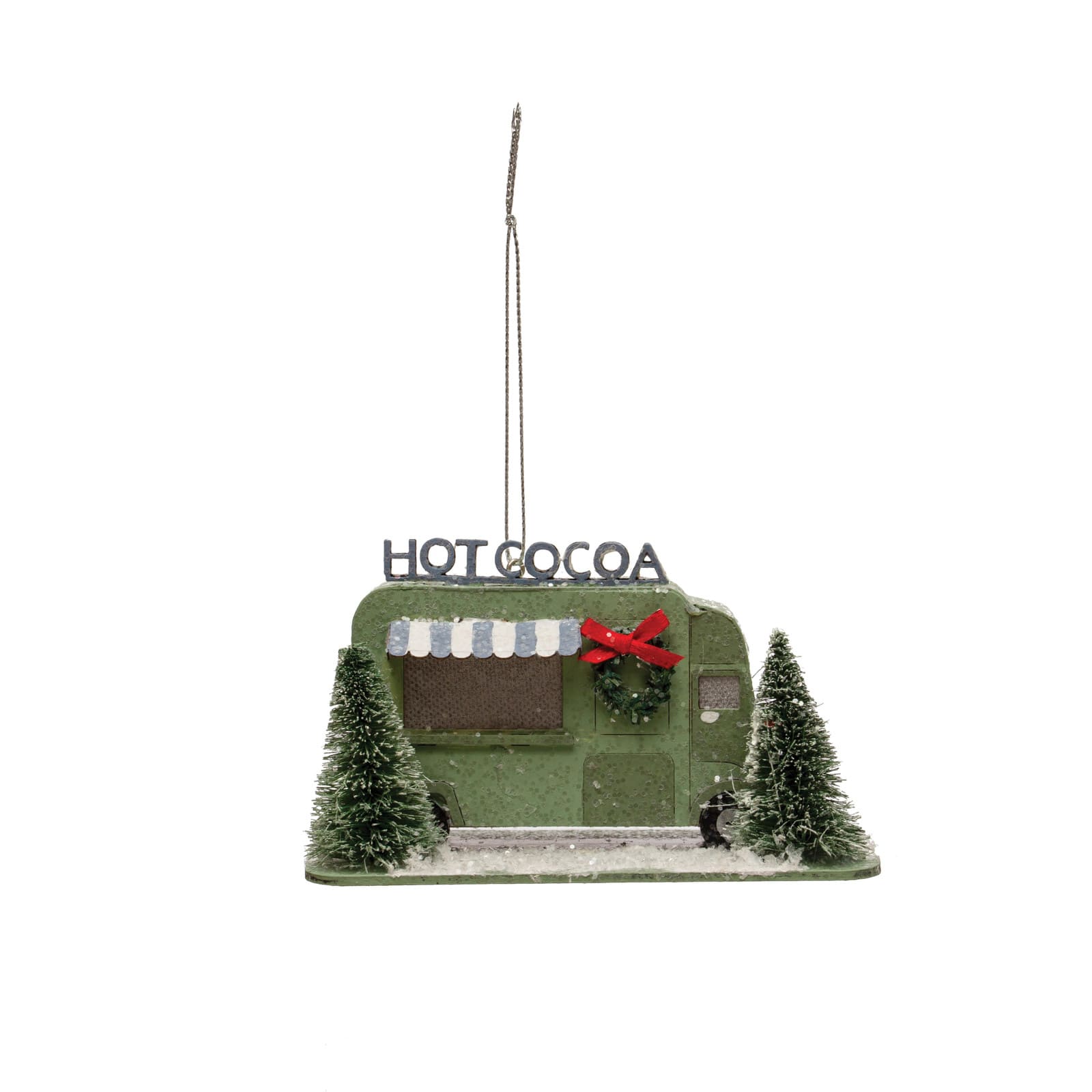 Hello Honey® Glitter & LED Paper Hot Cocoa Truck in Winter Scene Ornament