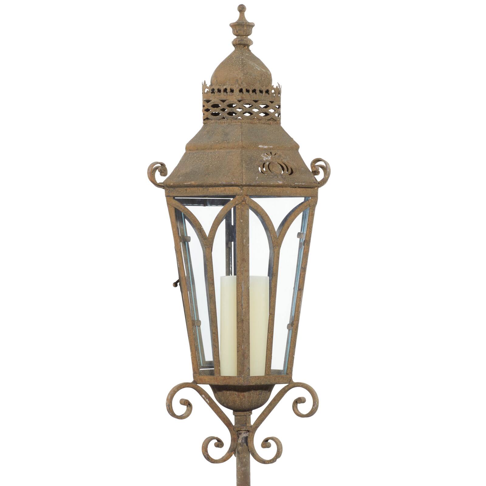 4.5ft. Brown Iron Rustic Candle Holder Lantern