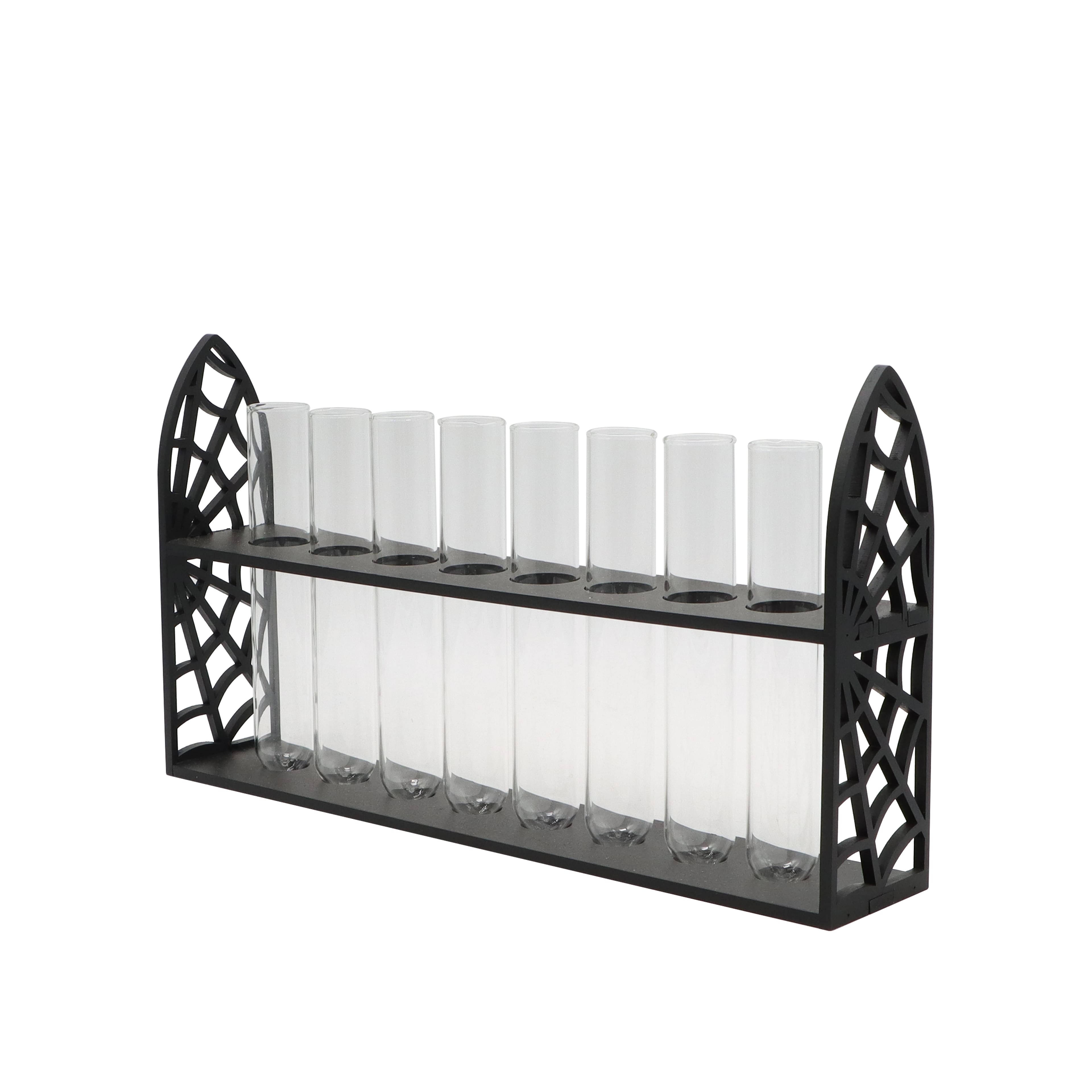 13" Clear Test Tube Vases with Black Spiderweb Arch Stand by Ashland®