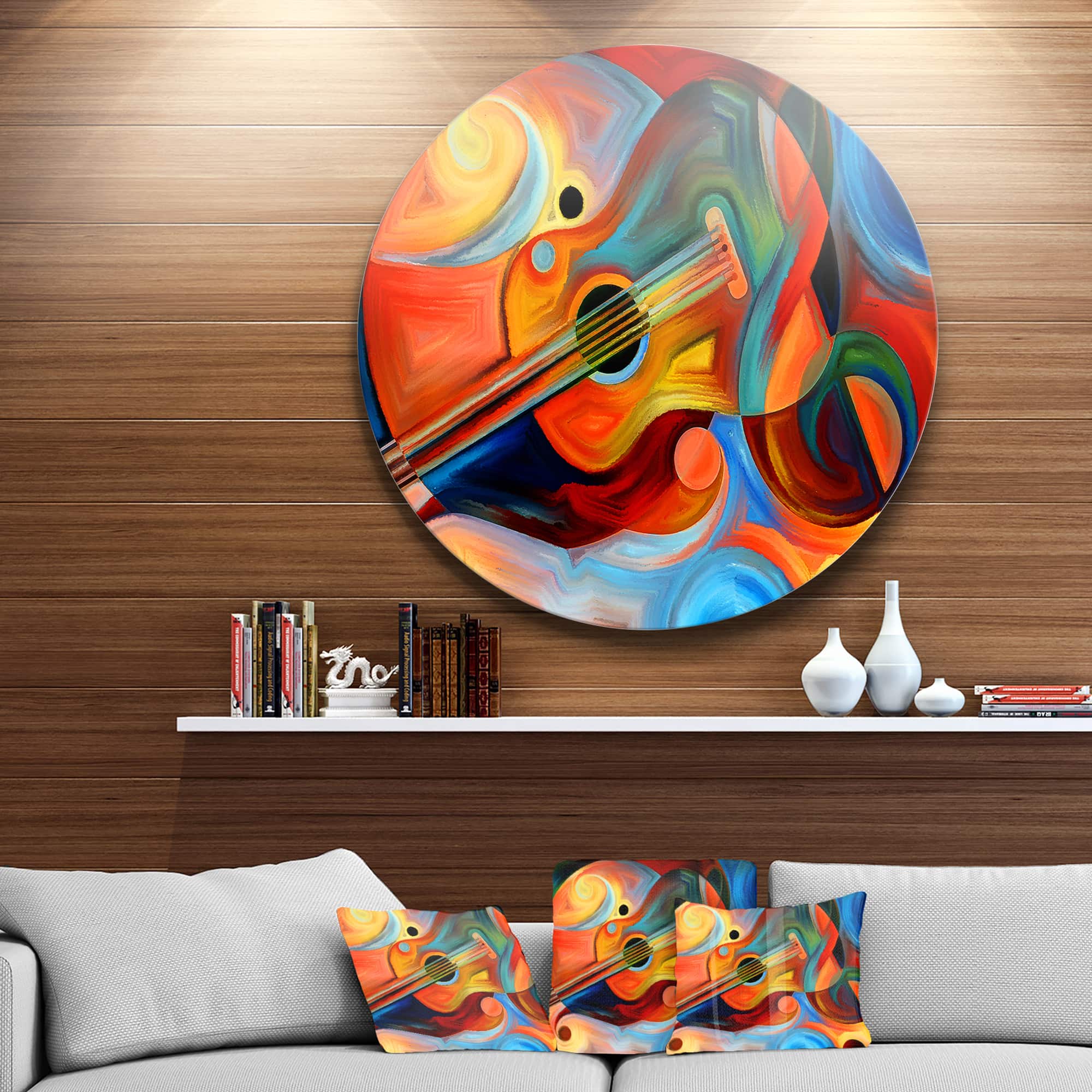 Designart - Music and Rhythm' Abstract Metal Circle Wall Art