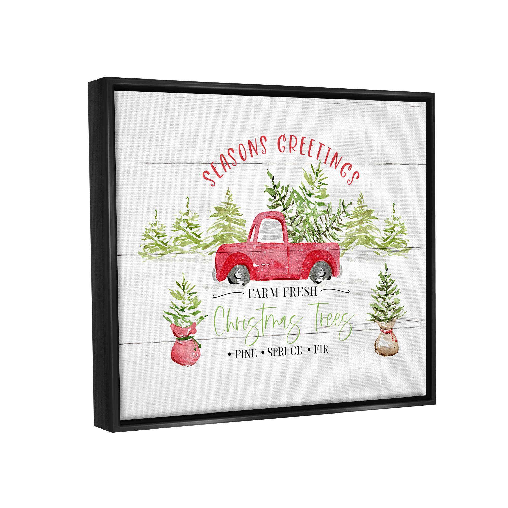 Stupell Industries Farm Fresh Christmas Trees Seasonal Framed Floater Canvas Wall Art