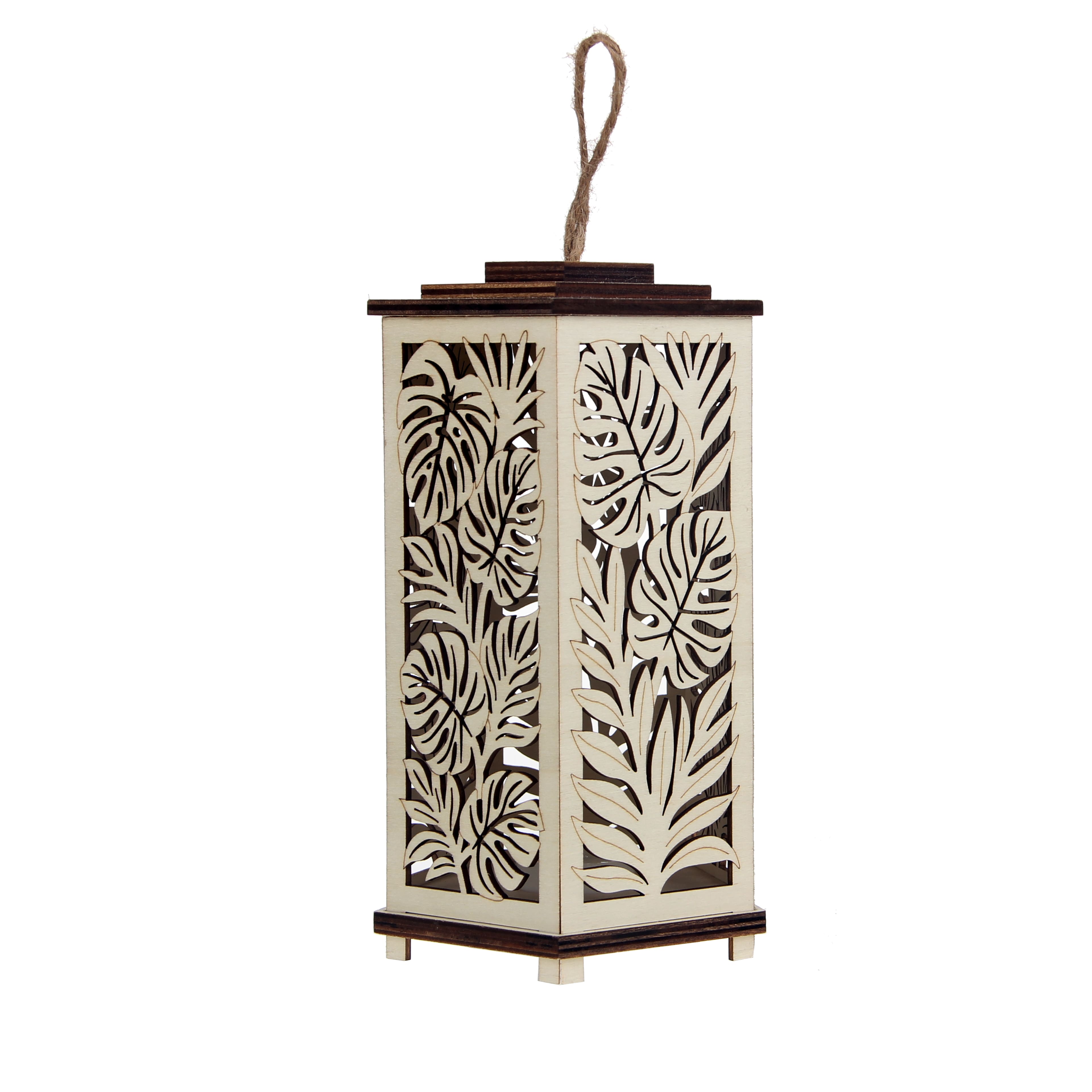 8" Tropical Leaves DIY LED Plywood Lantern Décor by Make Market®
