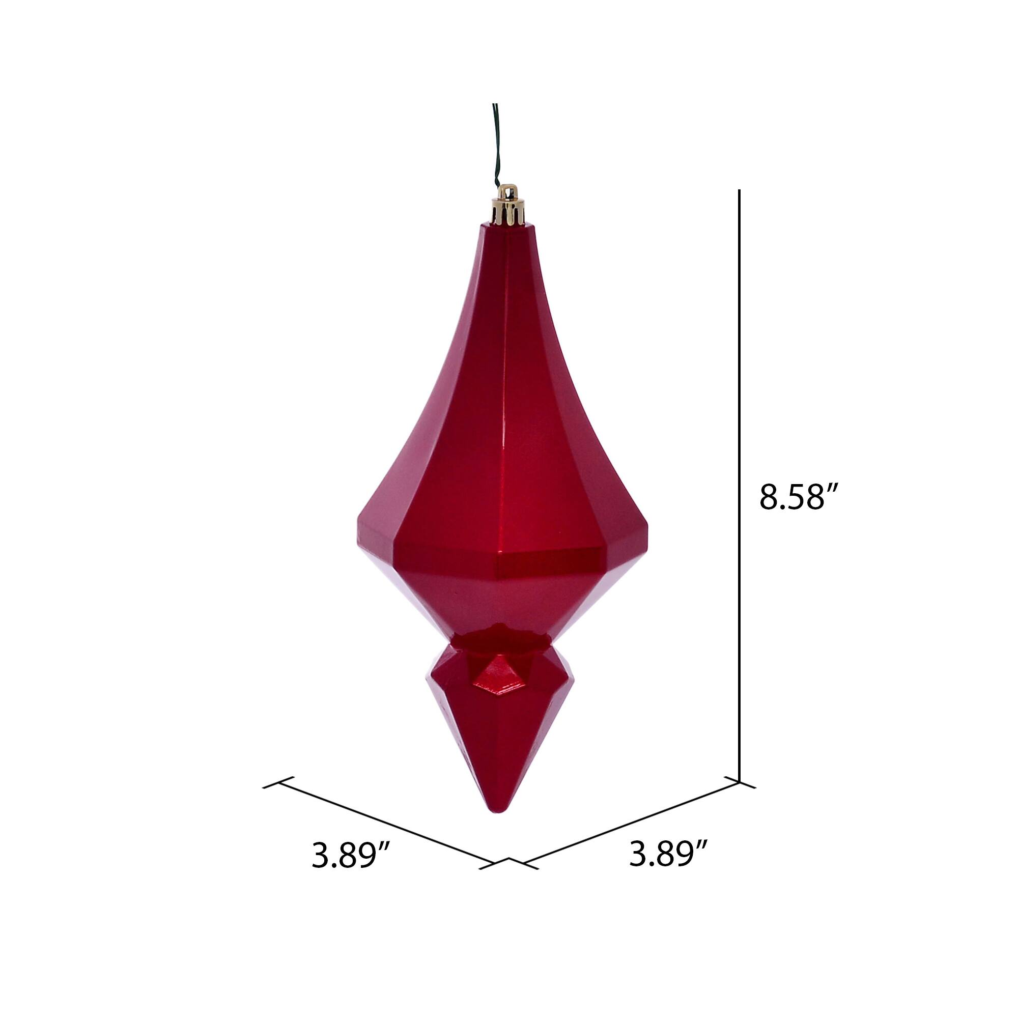 Vickerman 8.5" Red Candy Finish Diamond Finial Ornaments, 2ct.