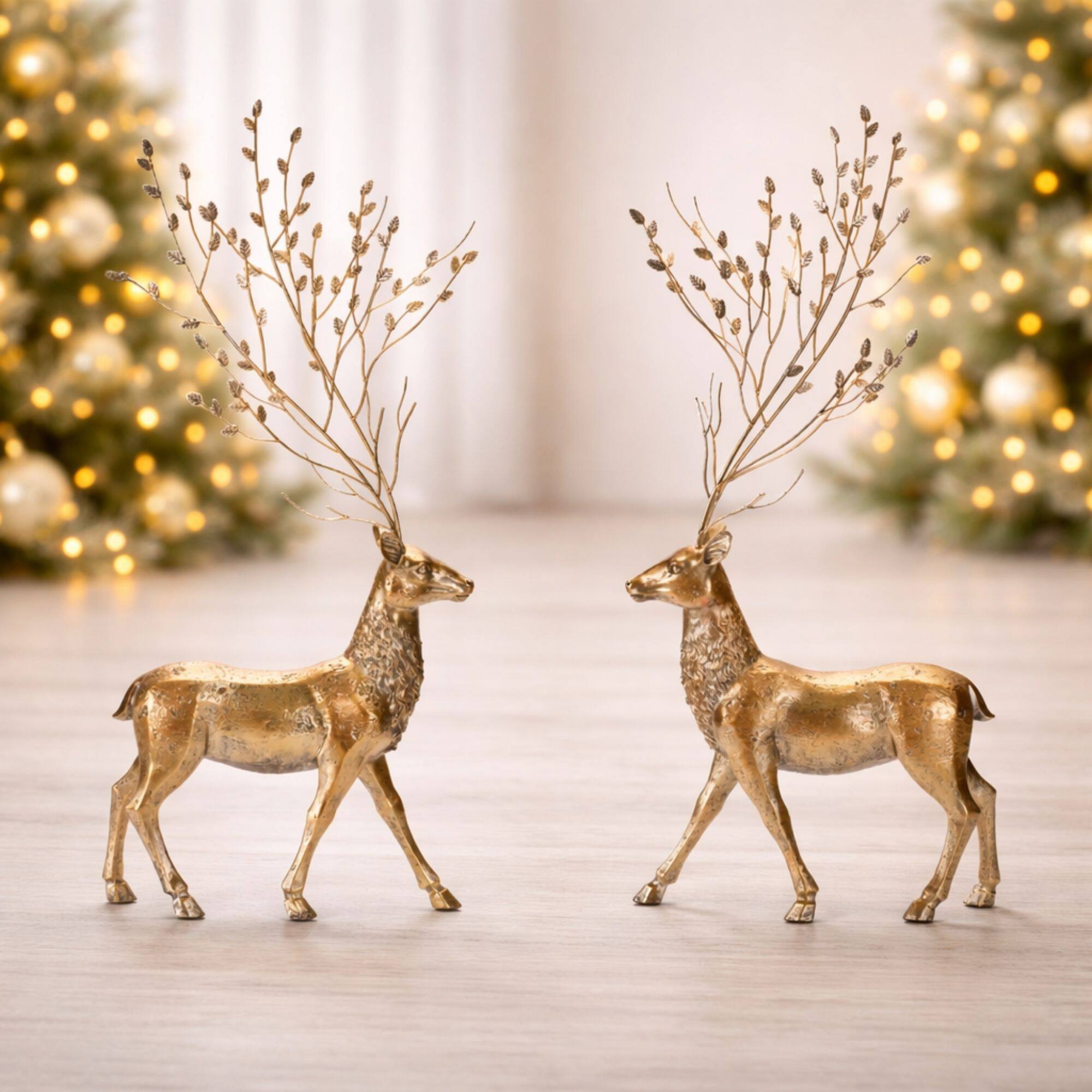 Melrose 39" Deer Figurines with Branch Antlers, 2ct.