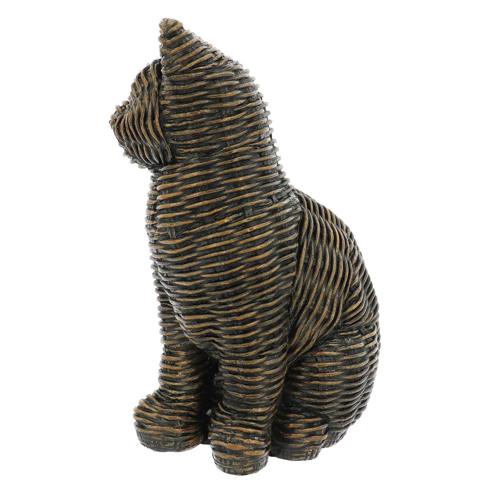 10.75" Rattan-Style Black Cat Tabletop Décor by Ashland®