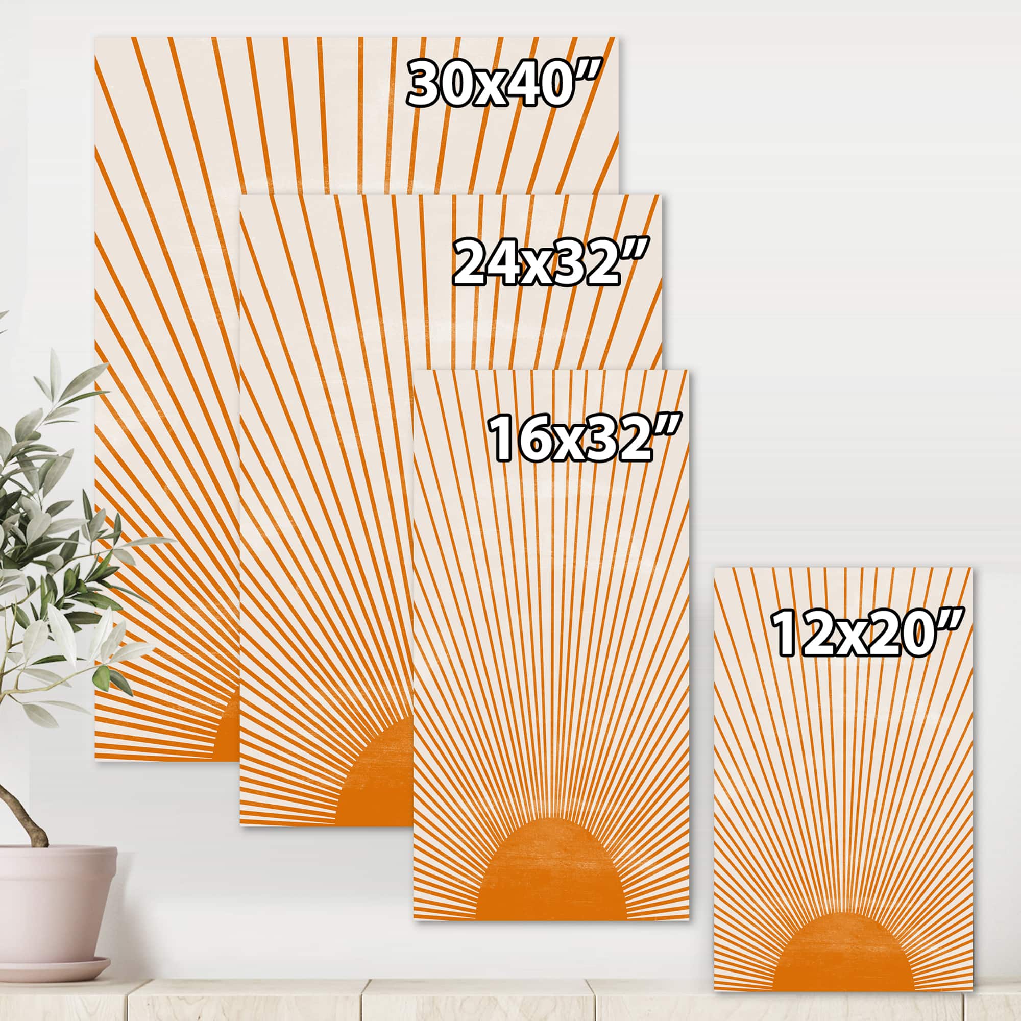 Designart - Orange Sun Print III - Modern Canvas Wall Art Print