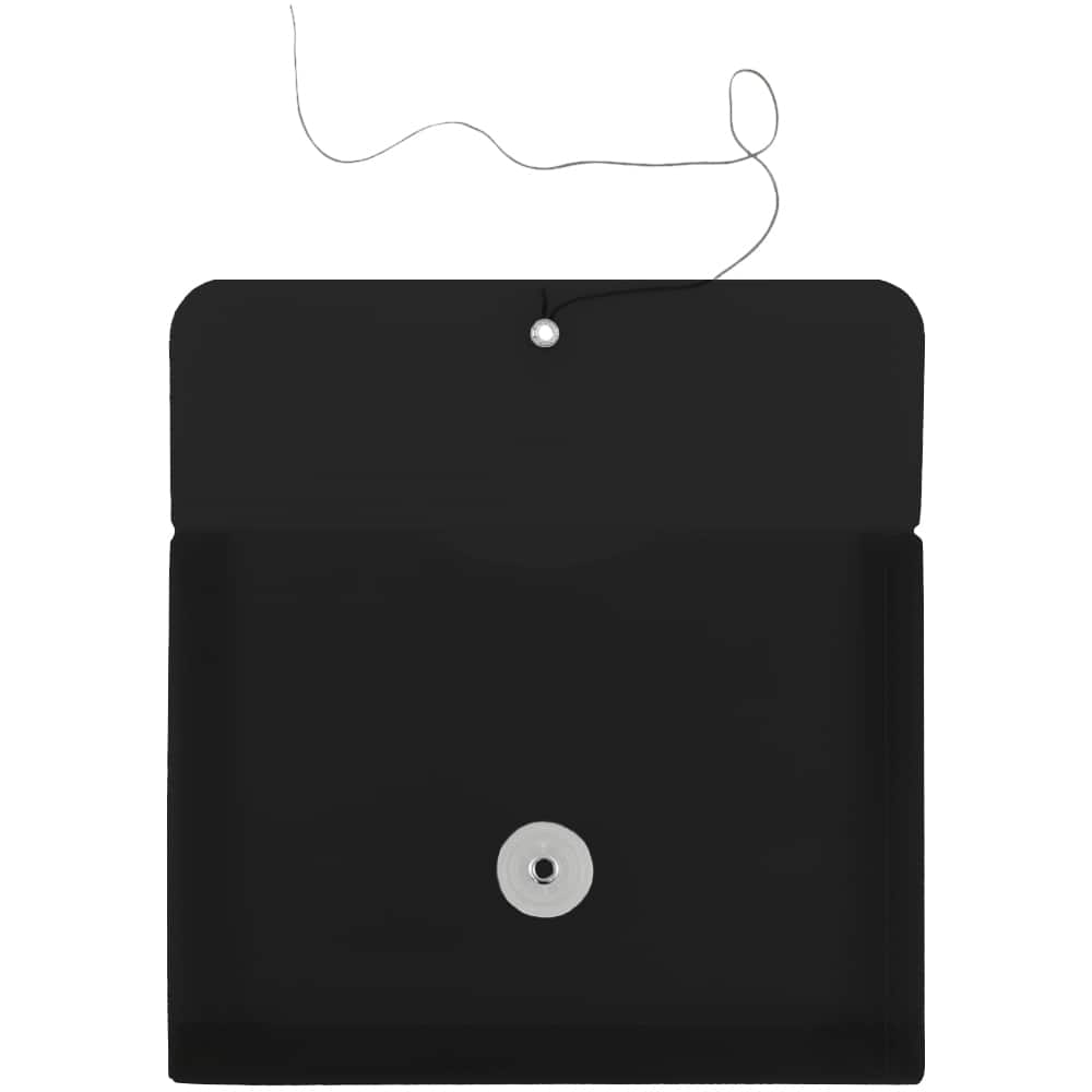 JAM Paper Black 5.5" x 7.5" Plastic Button & String Tie Closure Envelopes, 12ct.