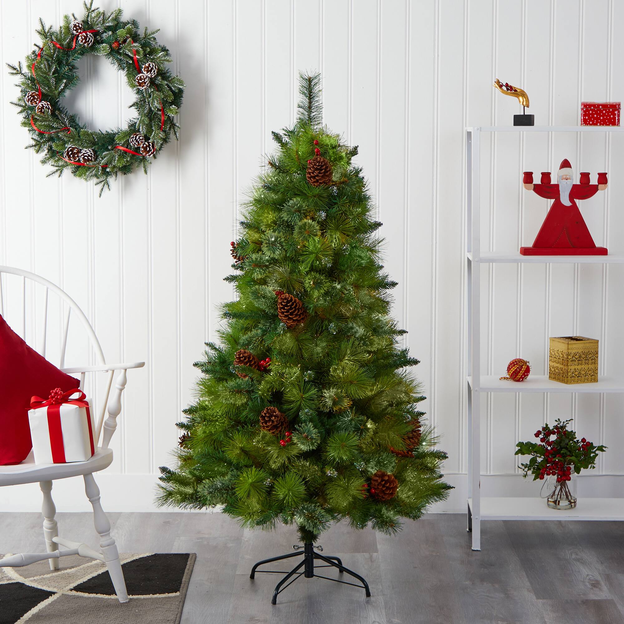 5ft. Unlit Montana Mixed Pine Artificial Christmas Tree with Pinecones and Berries